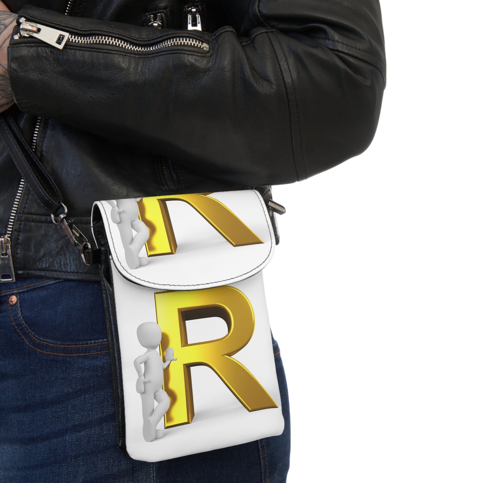 Gold Letter R Monogram Small Cell Phone Wallet | Initial R Crossbody Wallet