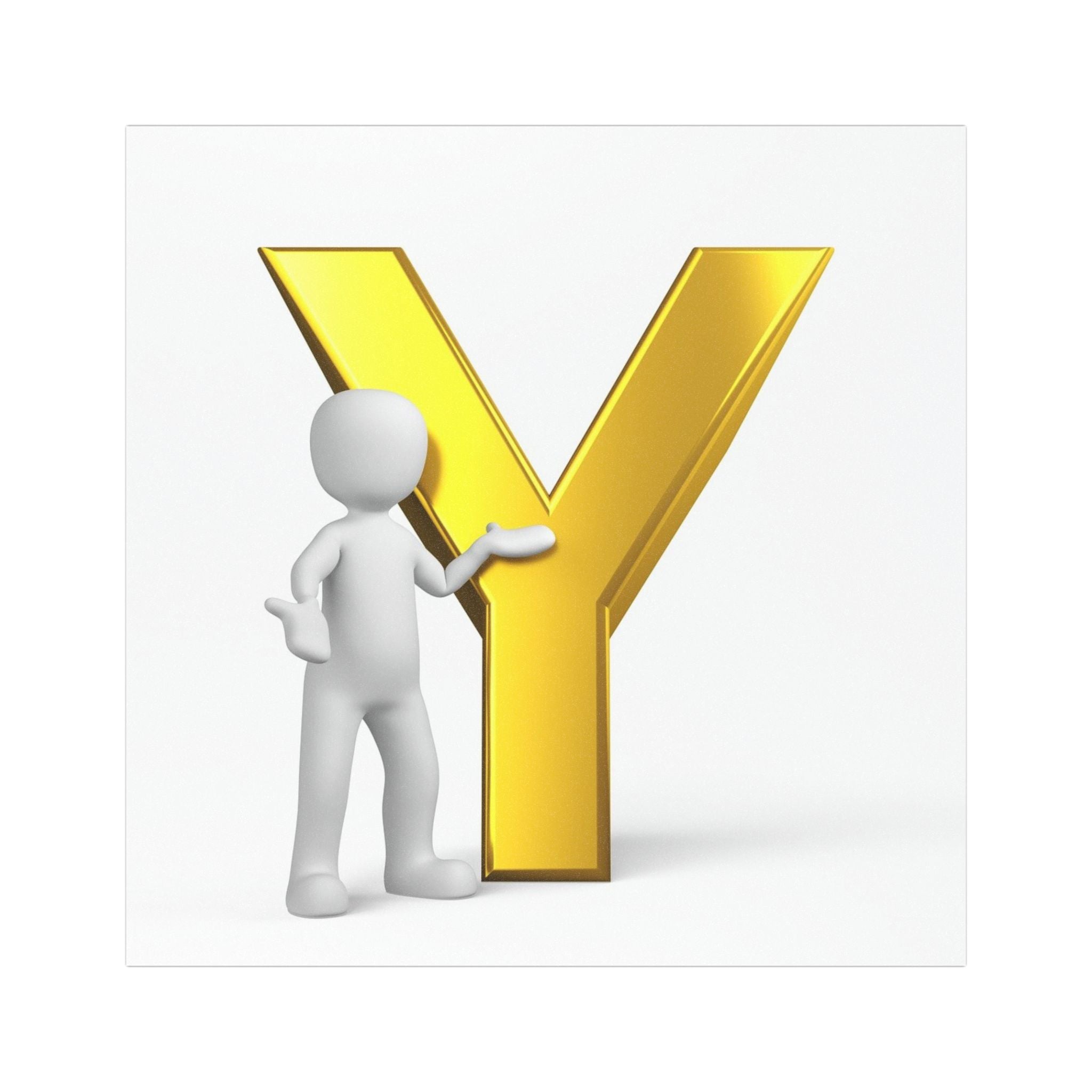 Gold Letter Y Character Car Magnet | Alphabet Monogram Magnet