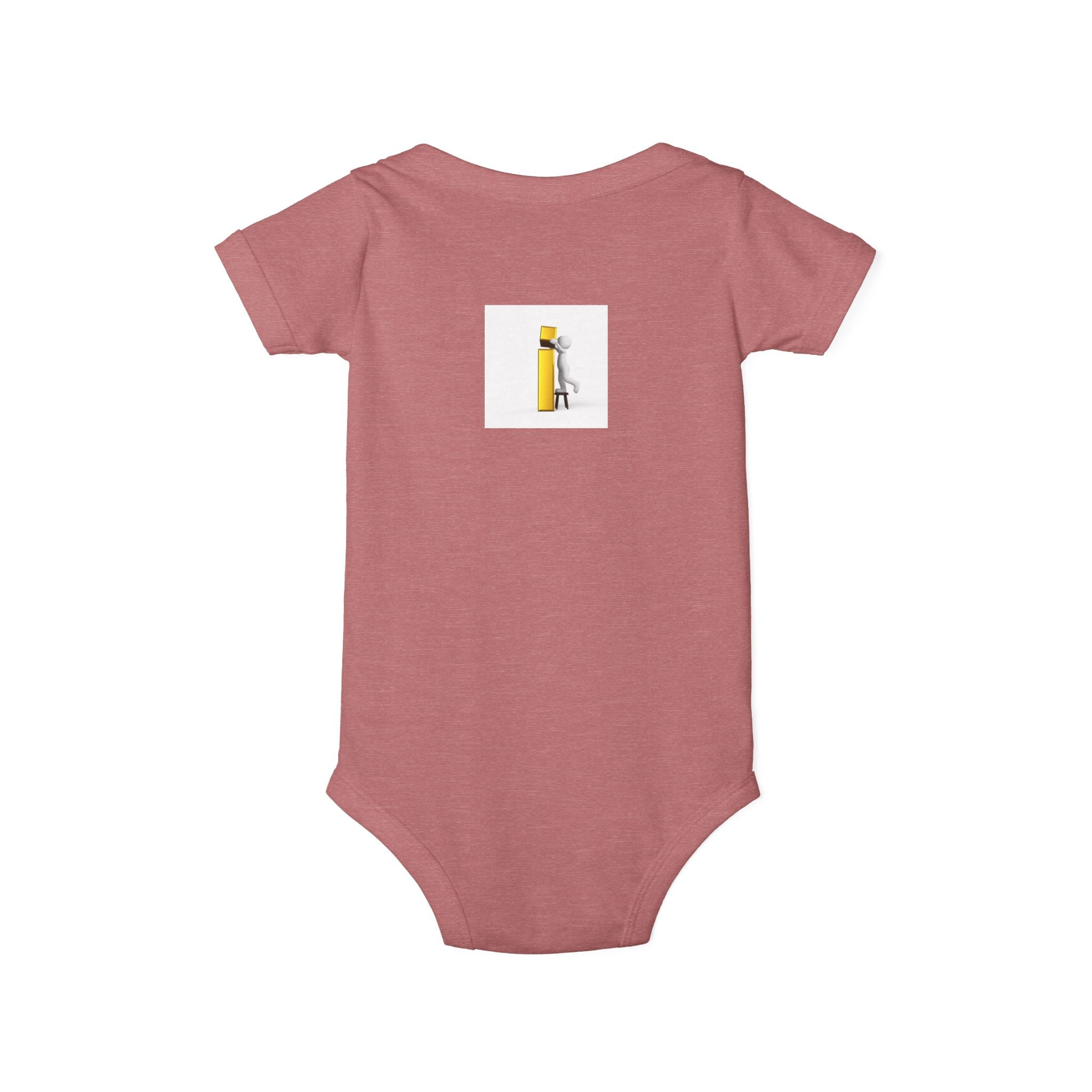 Little Figure Building Yellow Letter i Baby Onesie | Infant Bodysuit