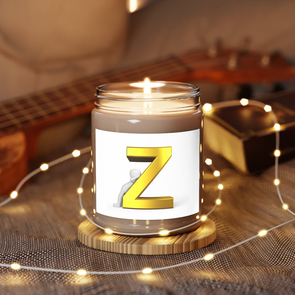 Gold Letter Z Initial Candle, Soy Candle 9oz | Monogram Scented Jar