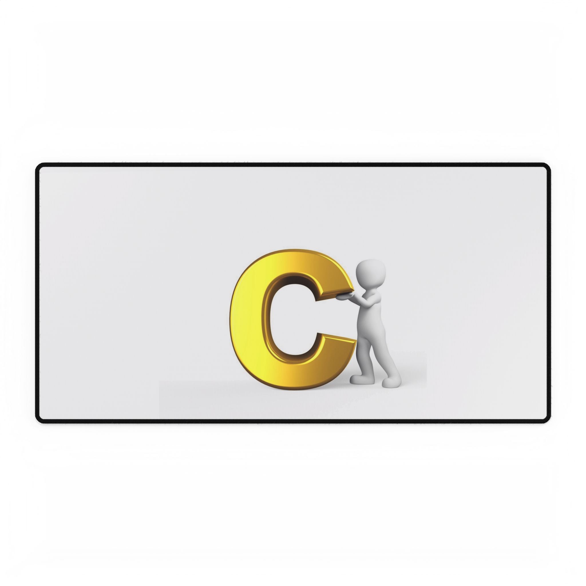 Goldener Buchstabe C mit 3D-Figur Schreibtischunterlage | Minimalistische Alphabet-Mauspad