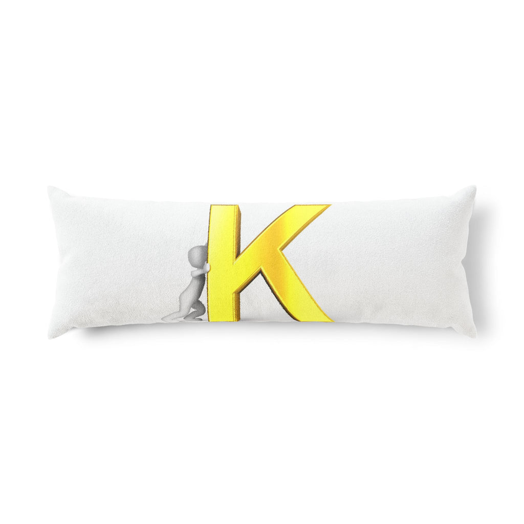 Letter K with 3D Figure Body Pillow | Alphabet Initial Monogram Pillowcase