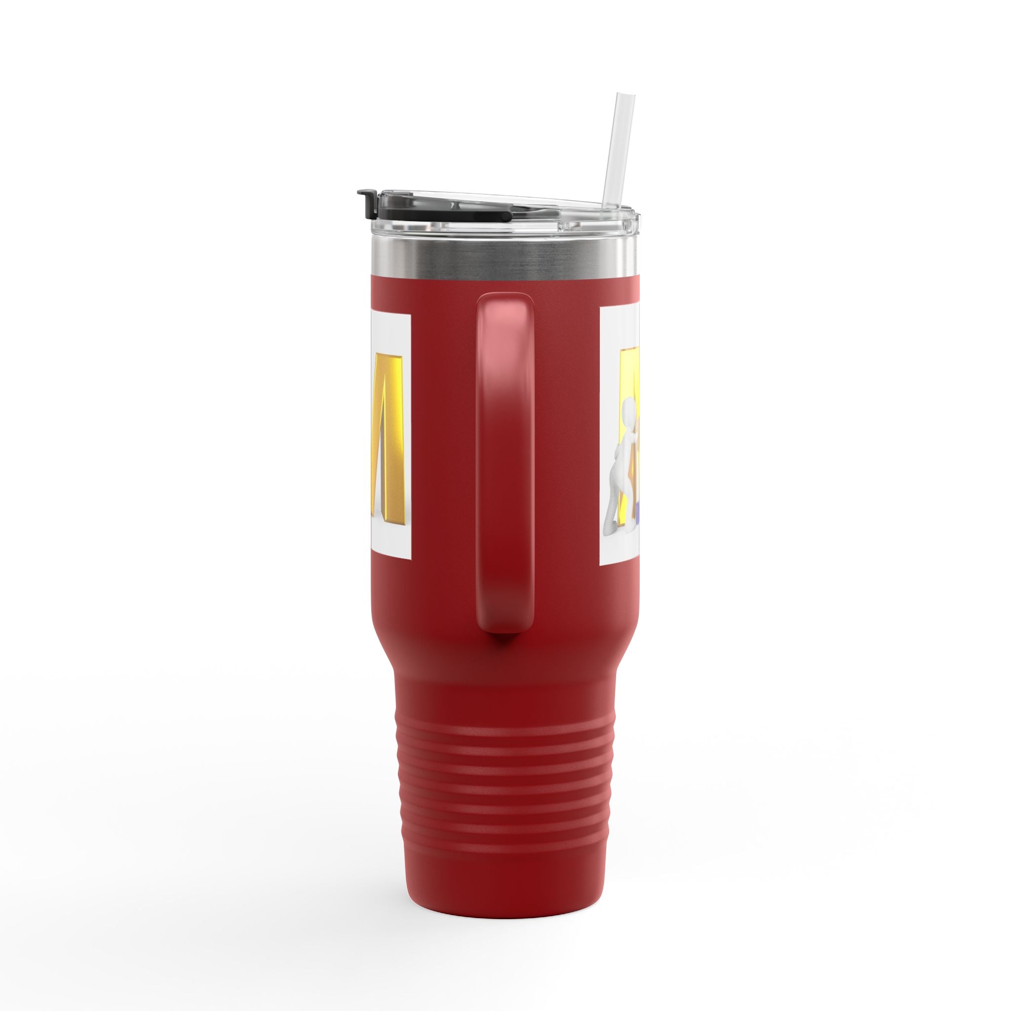 3D Gold Letter M with Figure Travel Mug | 40oz Insulated Tumbler