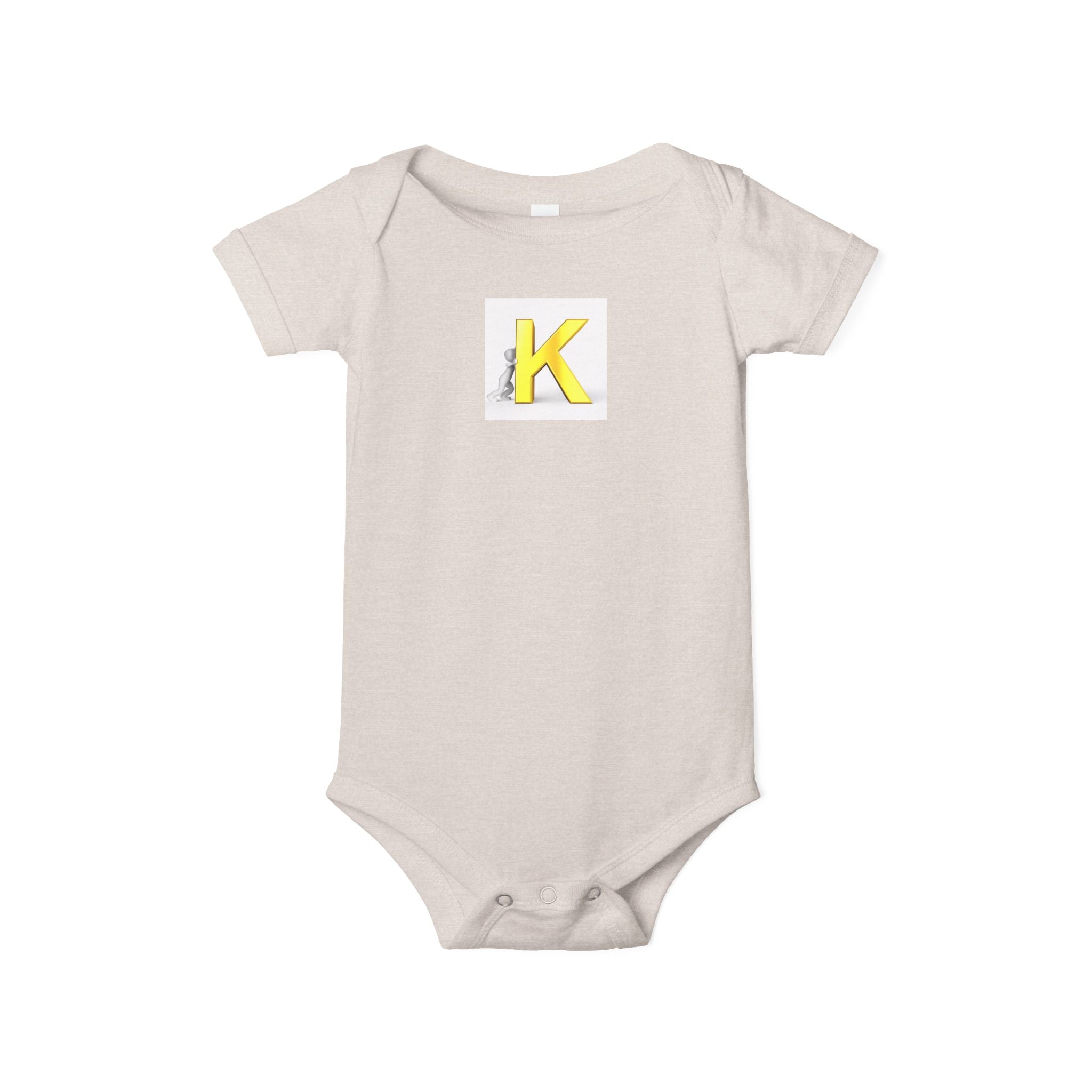 Body bébé monogramme lettre K jaune | Grenouillère bébé initiale