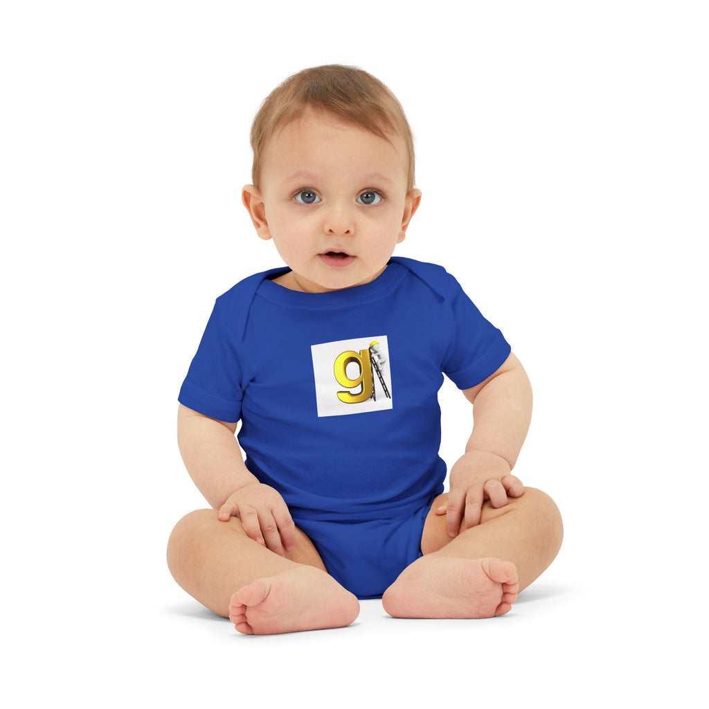 Yellow Letter G with worker Onesie | Baby Bodysuit, Alphabet Initial