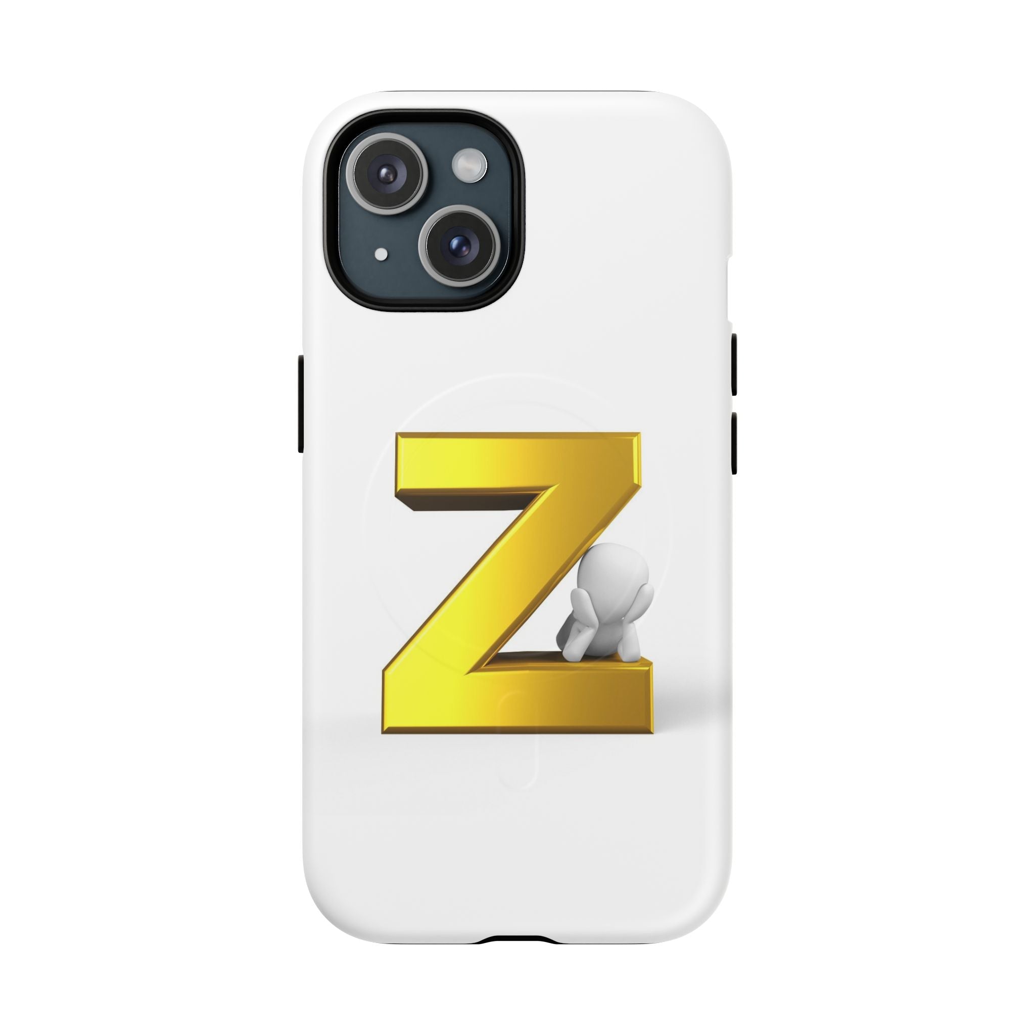 Coque de Téléphone Lettre Z Or 3D | Coque Magnétique Robuste, Initiale Monogramme