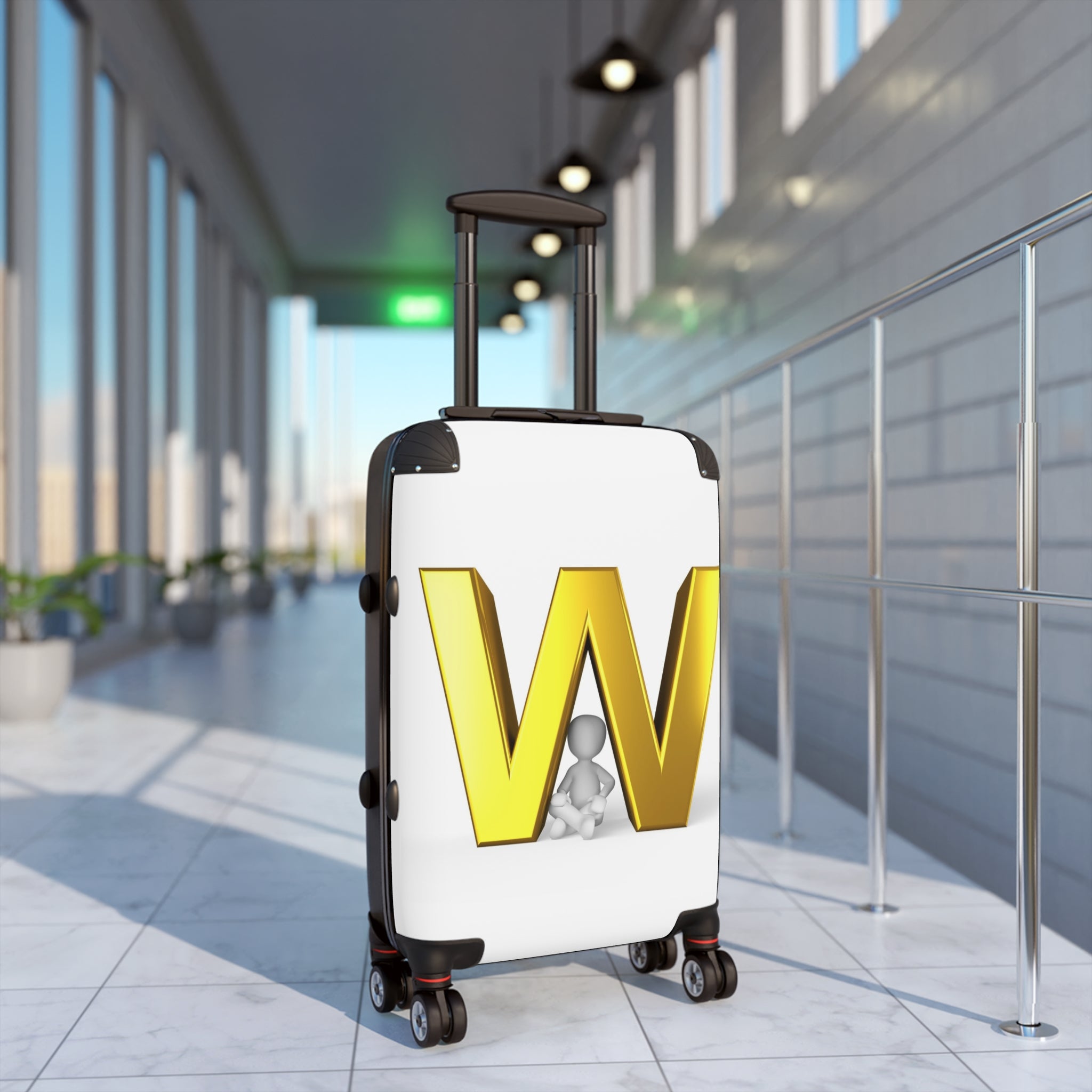 Gold Letter W Monogram Suitcase | Initial Luggage Cover