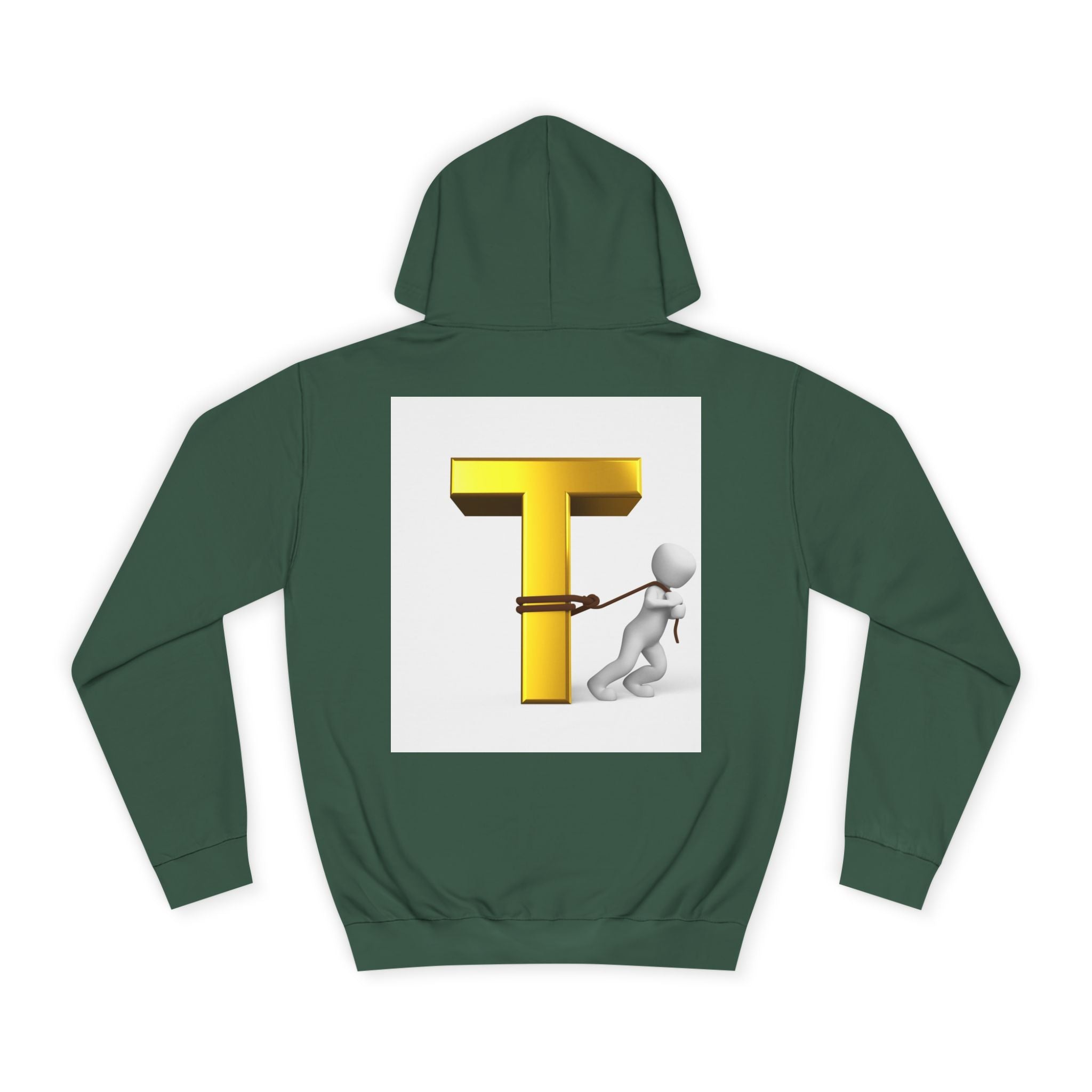 Letter T Mascot Pulling Block T Hoodie | Monogram Initial T Sweatshirt