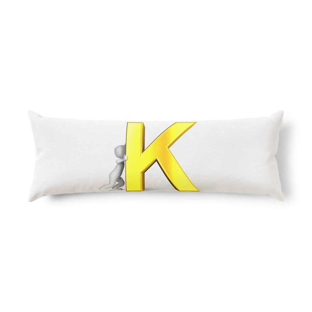 Letter K with 3D Figure Body Pillow | Alphabet Initial Monogram Pillowcase