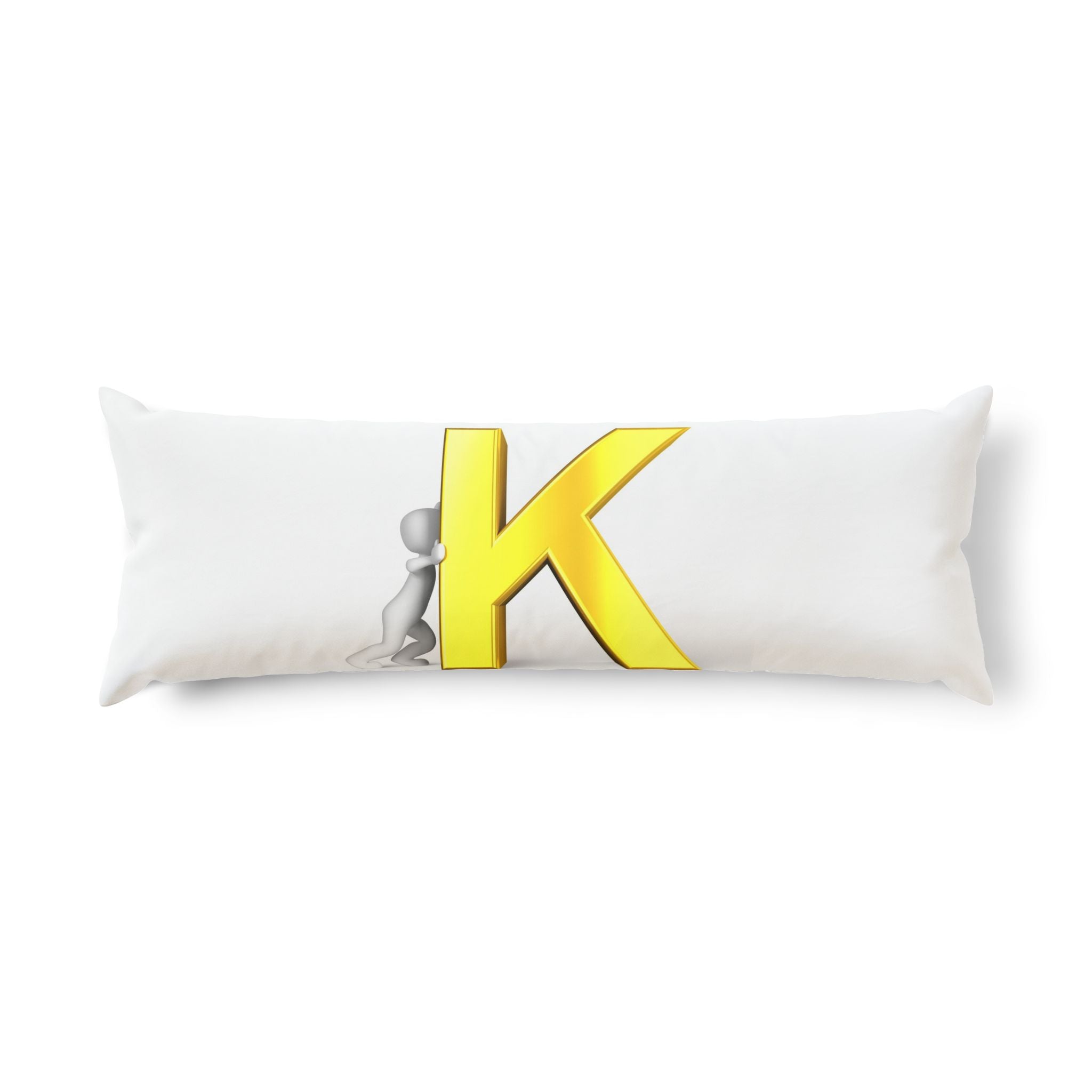 Letter K with 3D Figure Body Pillow | Alphabet Initial Monogram Pillowcase