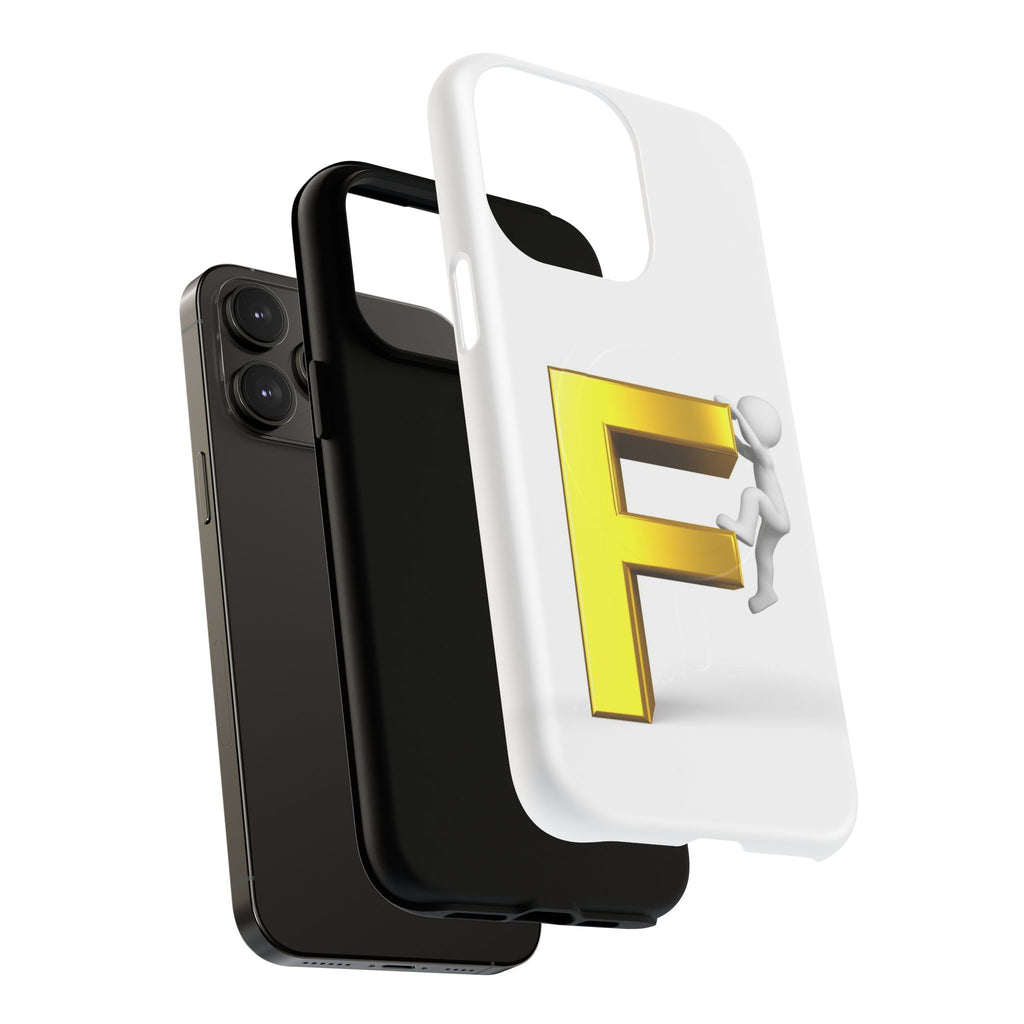 3D Gold Letter F Climber Phone Case | Magnetic Tough Case
