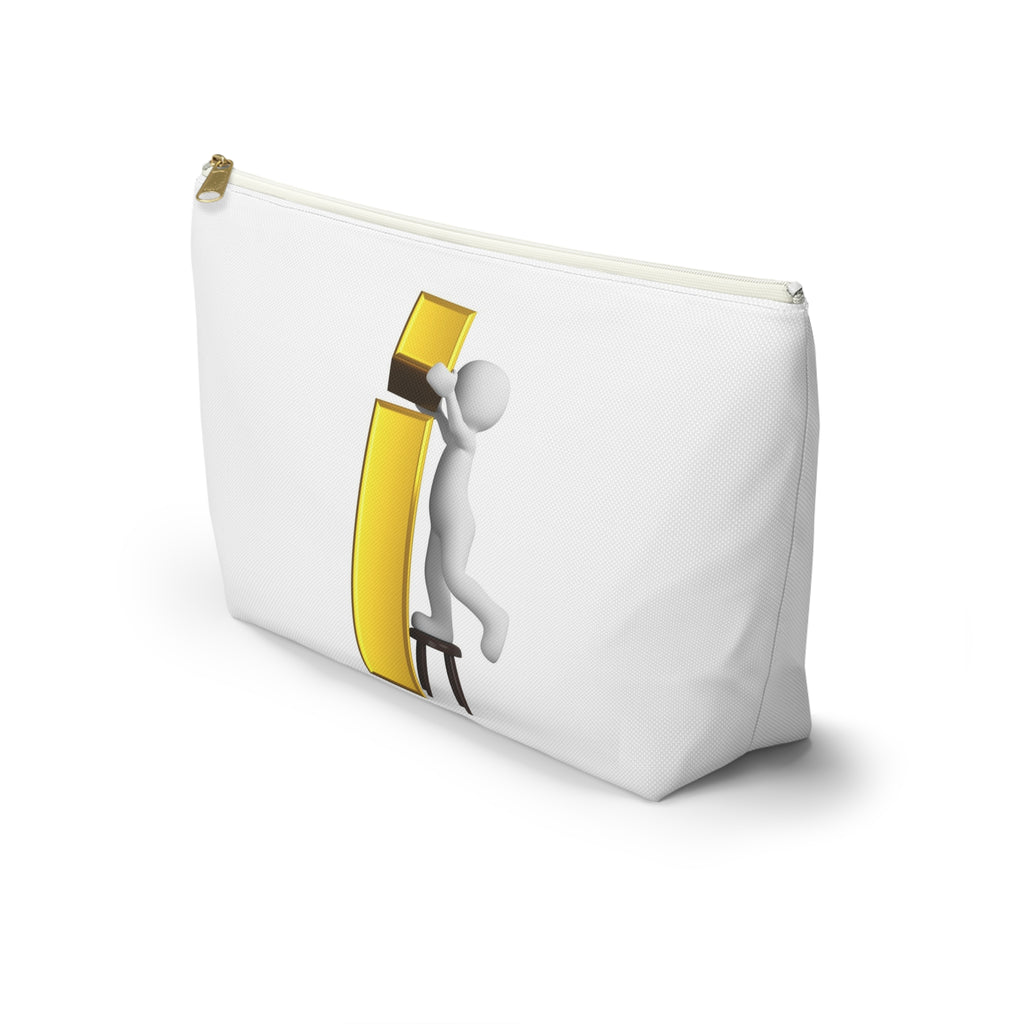 3D Stick Figure Building Gold Letter i Accessory Pouch | T-Bottom Zipper Pouch