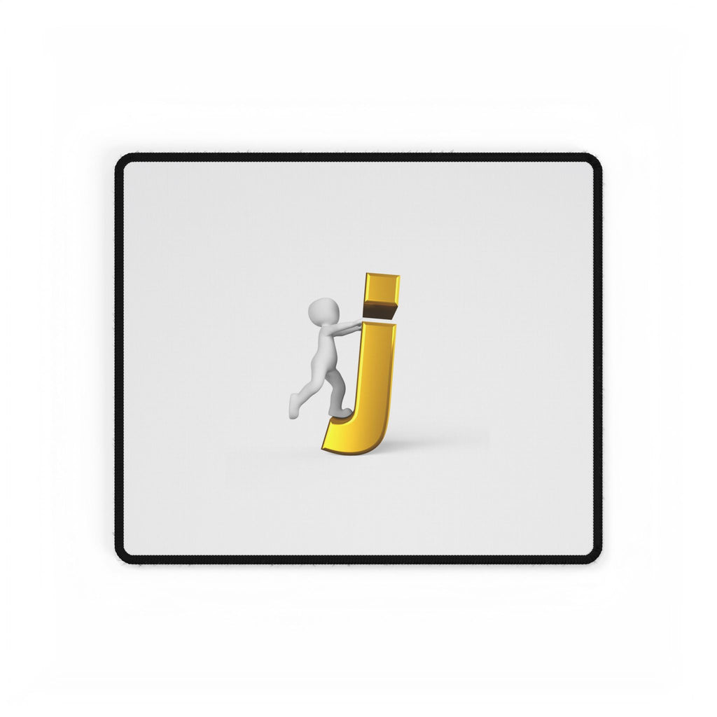 3D Stick Figure Climbing Gold Letter J Desk Mat | Large Mousepad