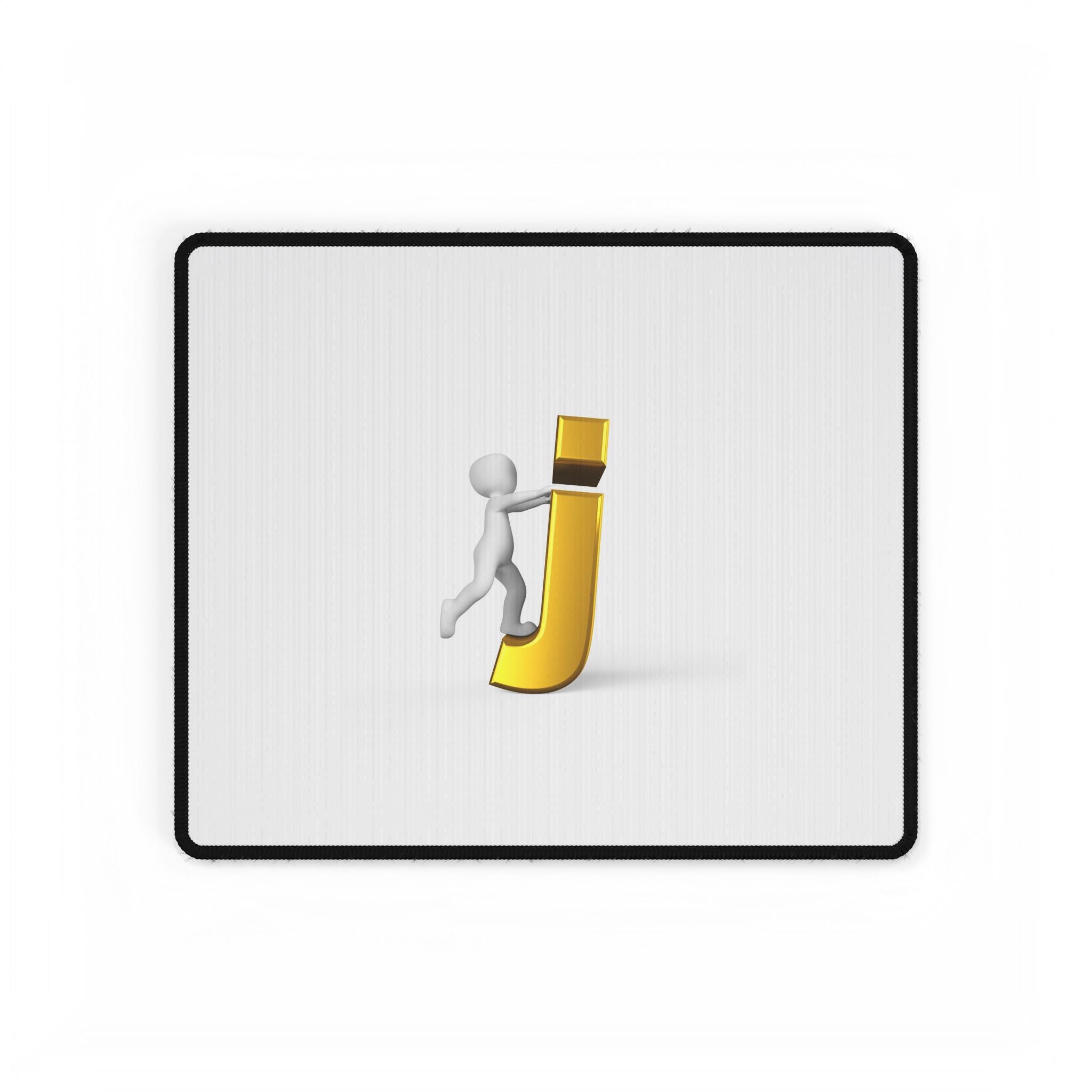 3D Stick Figure Climbing Gold Letter J Desk Mat | Large Mousepad