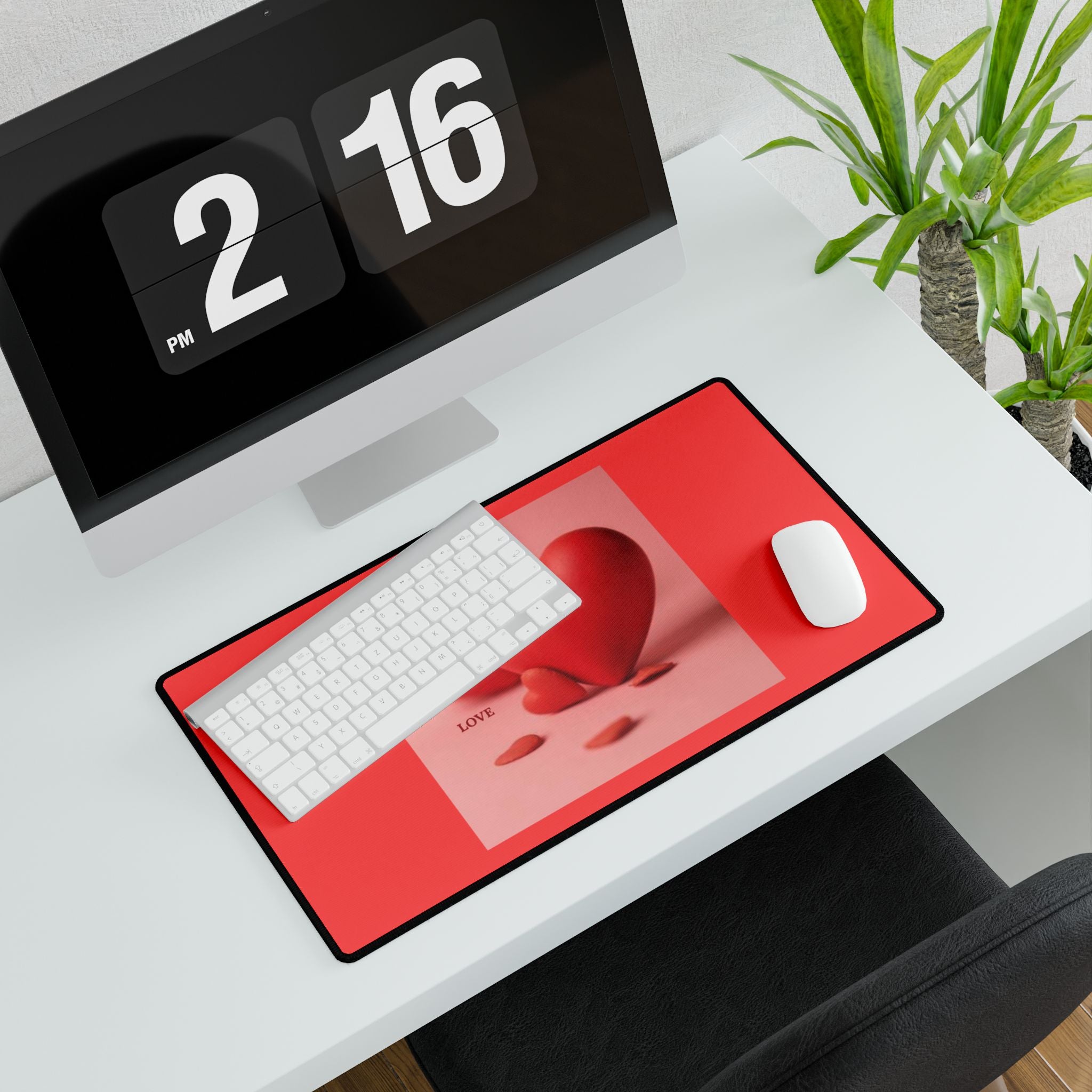 Red 3D Hearts Desk Mat | Valentine Love Mousepad