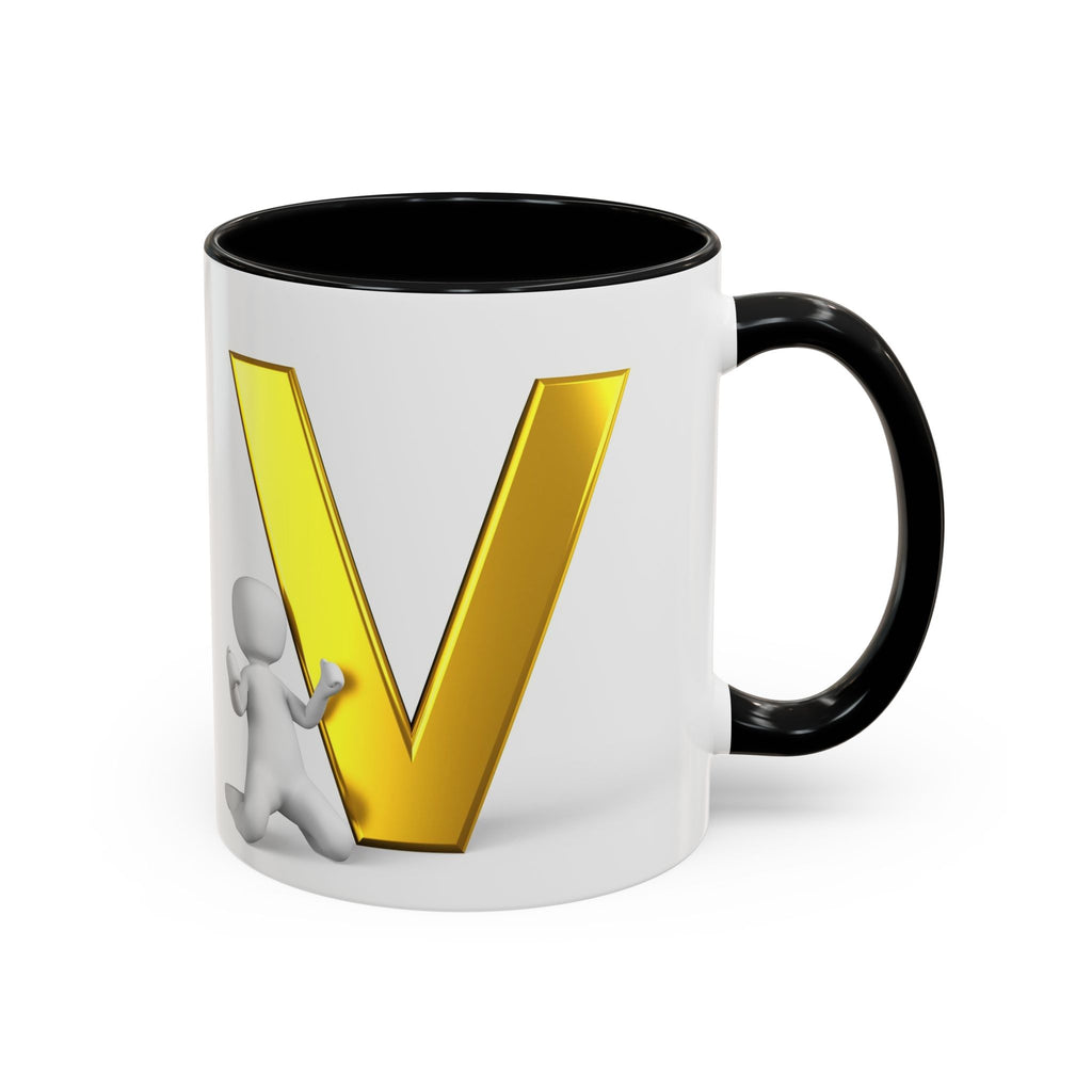 Gold Letter V Mug | Accent Coffee Mug 11oz 15oz