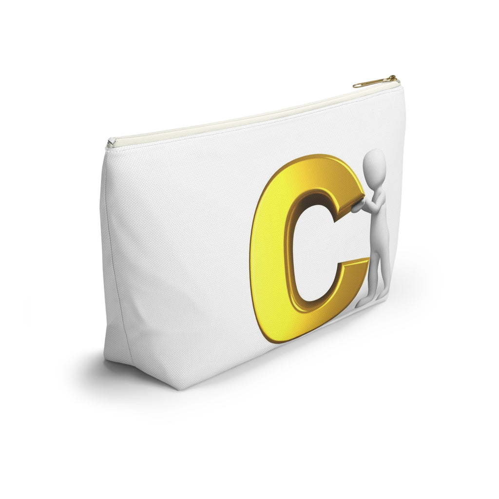 Gold Letter C with Figure Accessory Pouch