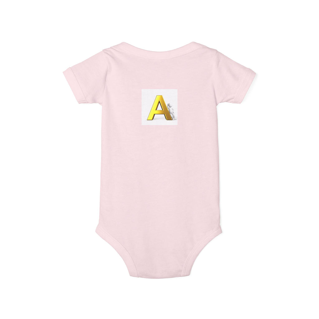 Yellow Block Letter A Baby Onesie | Infant Jersey One Piece