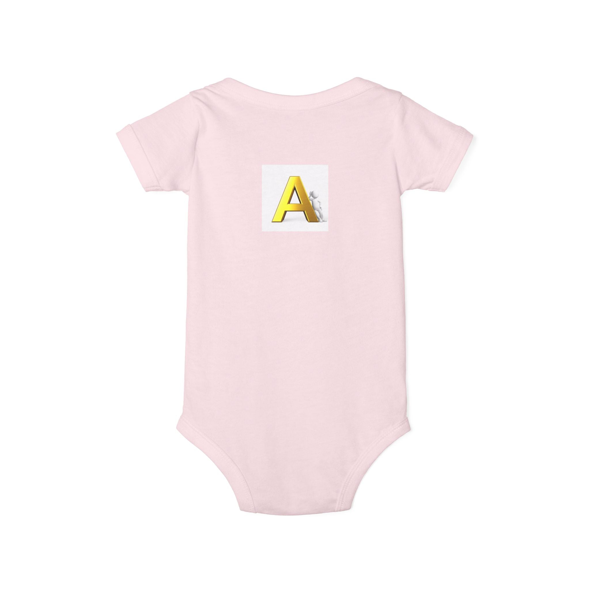 Yellow Block Letter A Baby Onesie | Infant Jersey One Piece