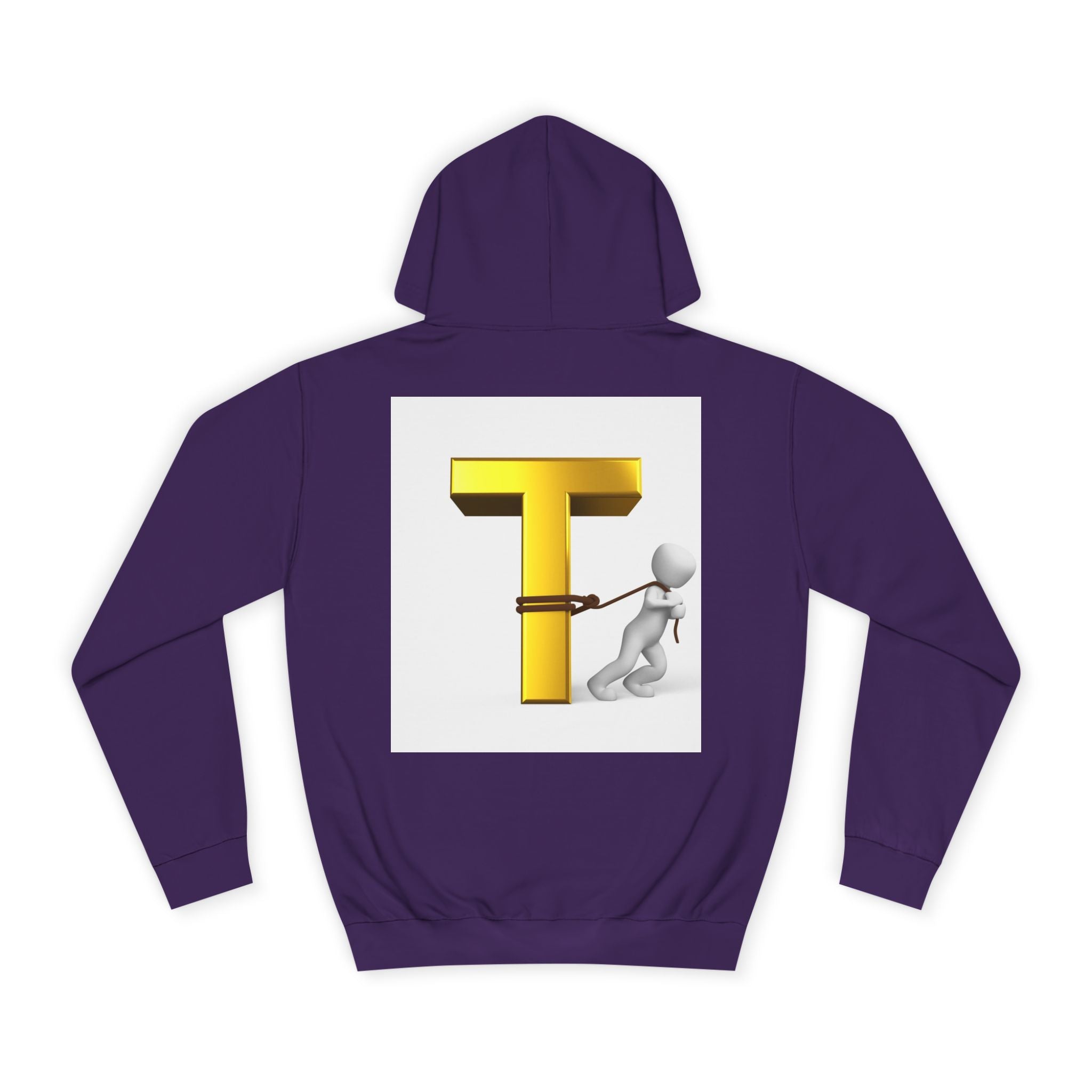 Letter T Mascot Pulling Block T Hoodie | Monogram Initial T Sweatshirt