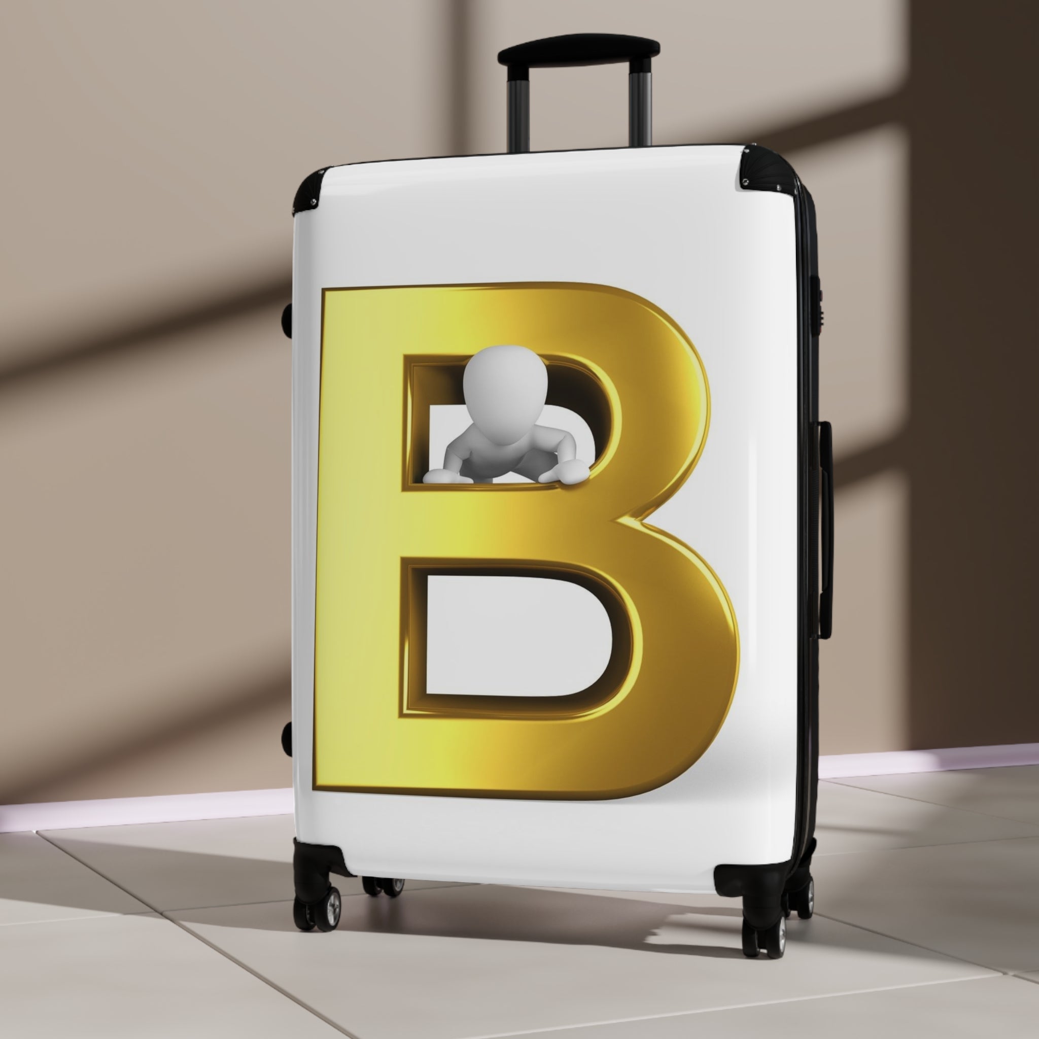 Gold Letter B Monogram Suitcase | Initial Luggage Cover
