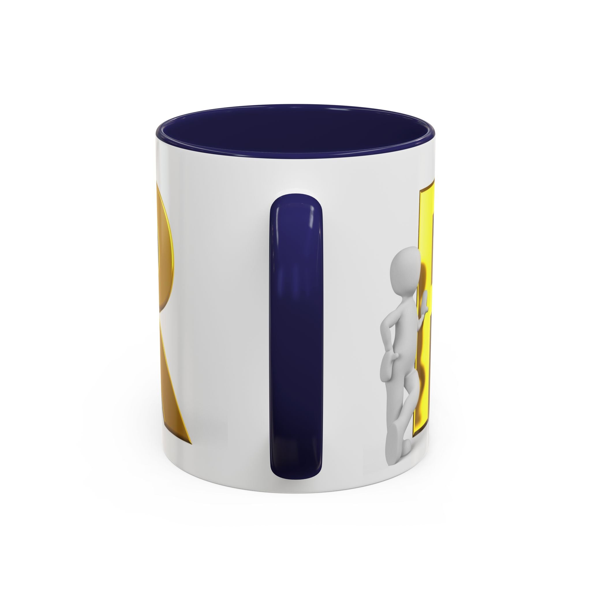 Gold Letter R with 3D Figure Accent Coffee Mug | Monogram Initial Mug
