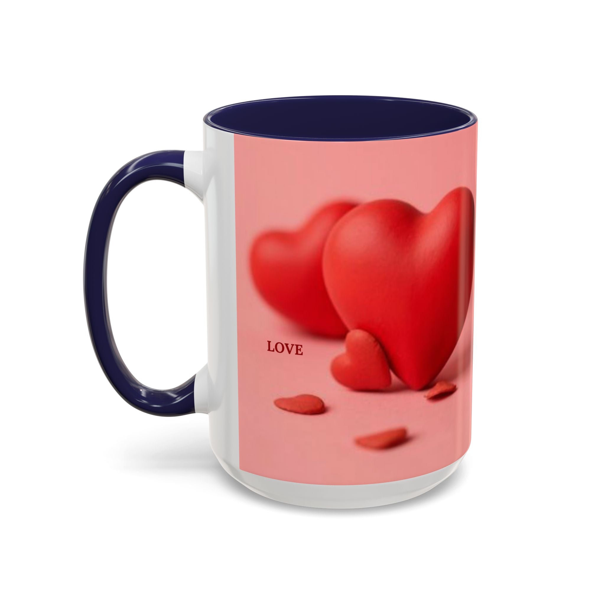 Red Heart Love Design Accent Coffee Mug | Valentine Heart Ceramic Mug