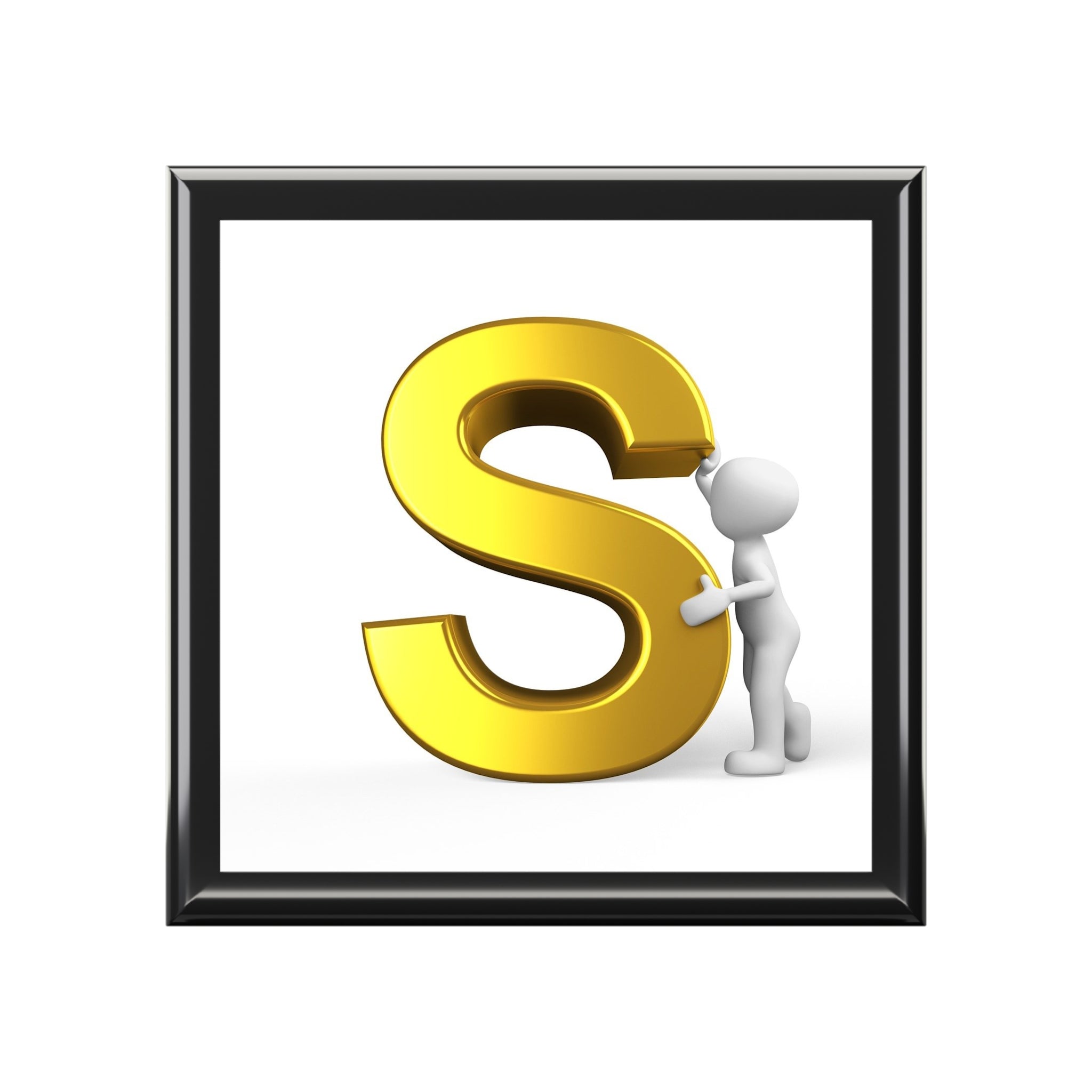 Gold Letter S Monogram Jewelry Box | Initial S Keepsake Box
