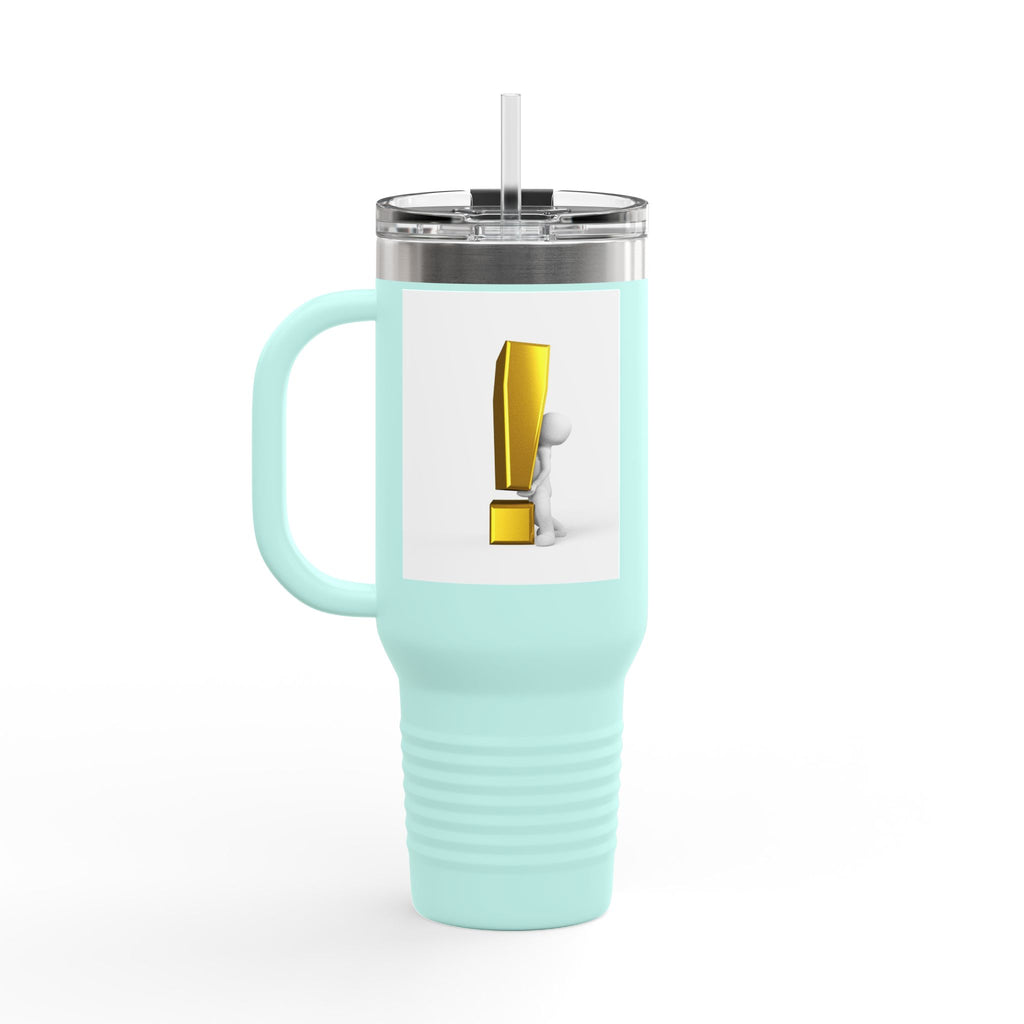 3D Character with Gold Exclamation Mark Travel Mug | 40oz Insulated Tumbler