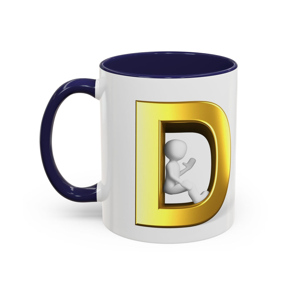 Goldbuchstabe D Monogramm-Tasse | Akzent-Kaffeetasse