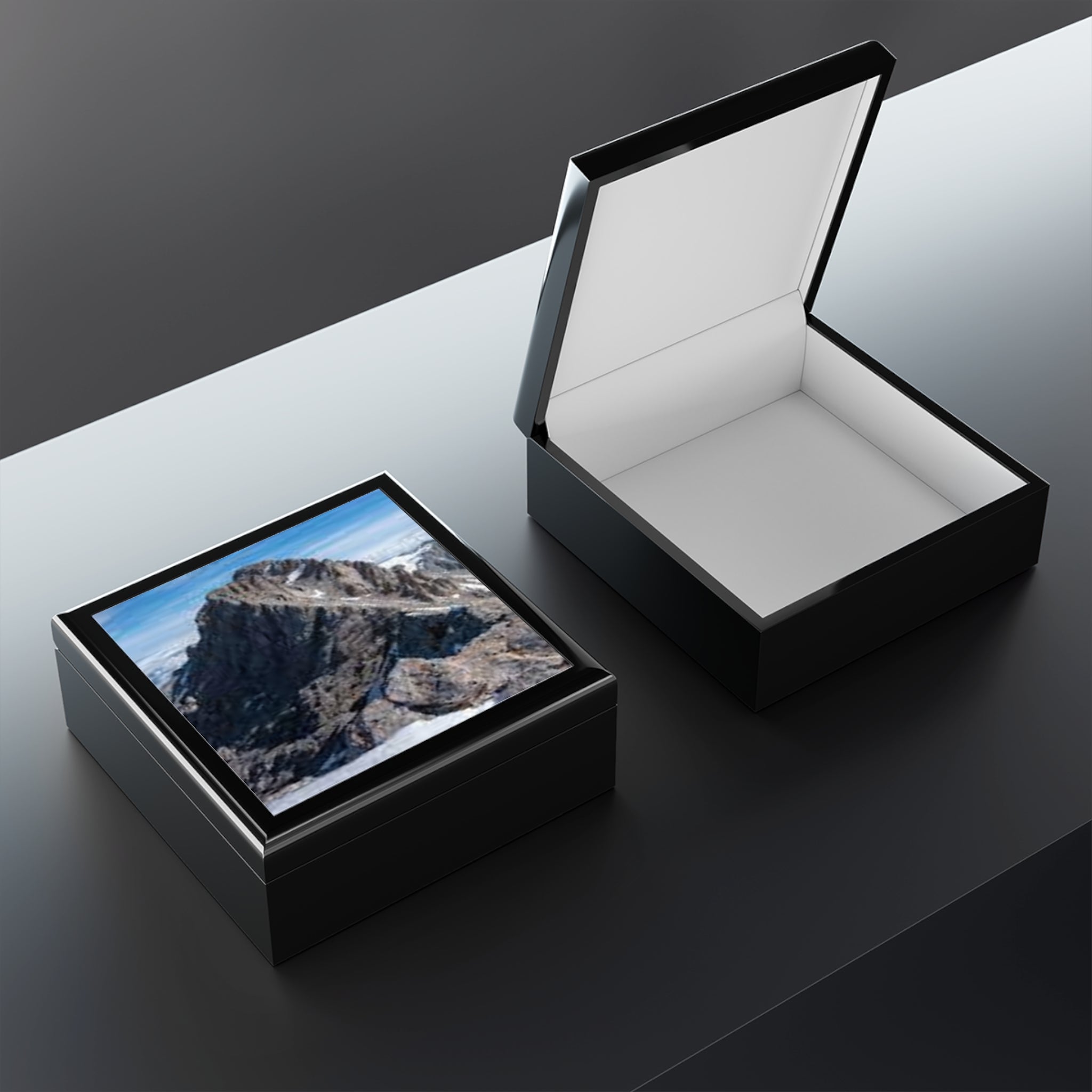 Rock Mountain Peak Jewelry Box | Scenic Alpine Landscape Keepsake