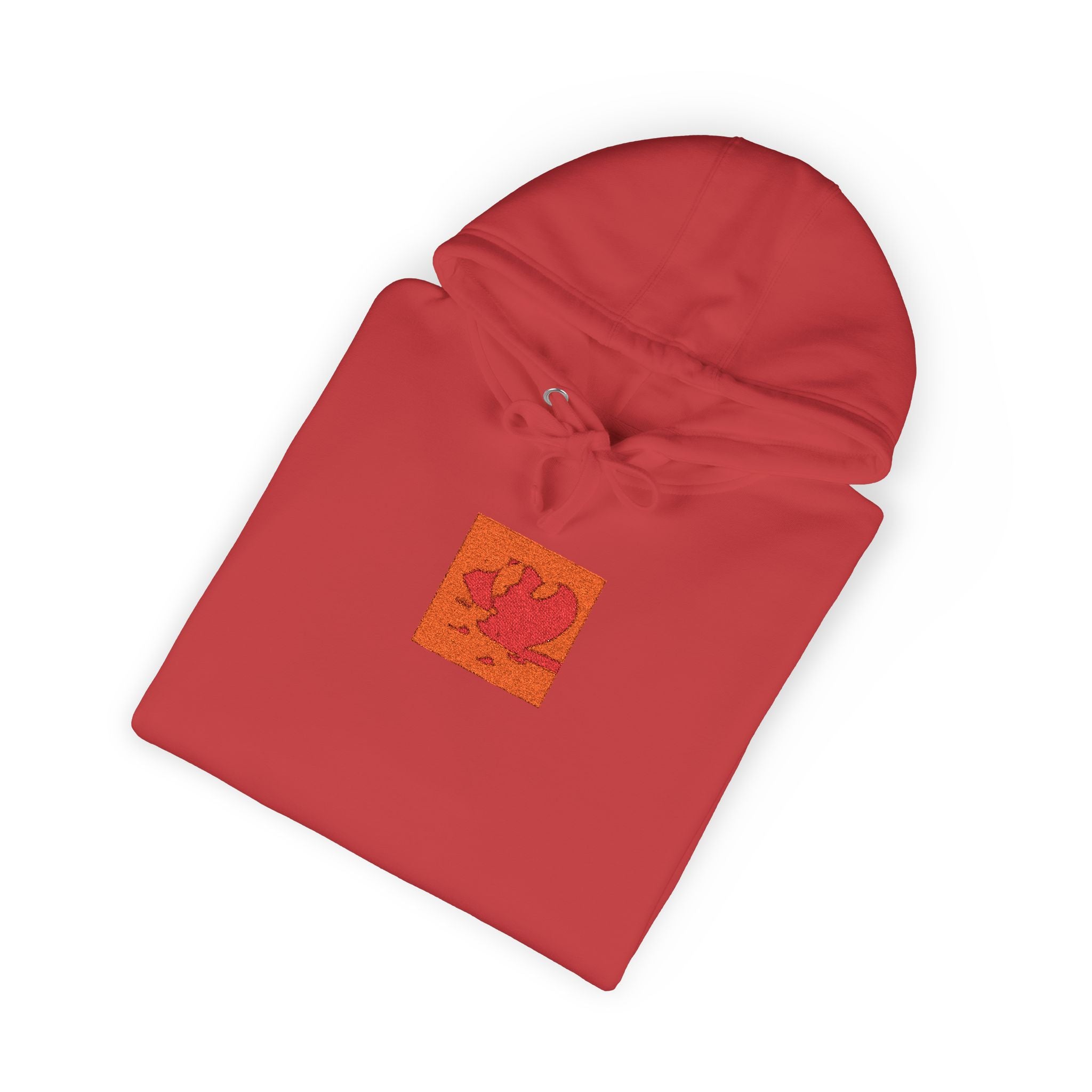 Orange Phoenix Pixel Art Hoodie | Square Chest & Sleeve Patch