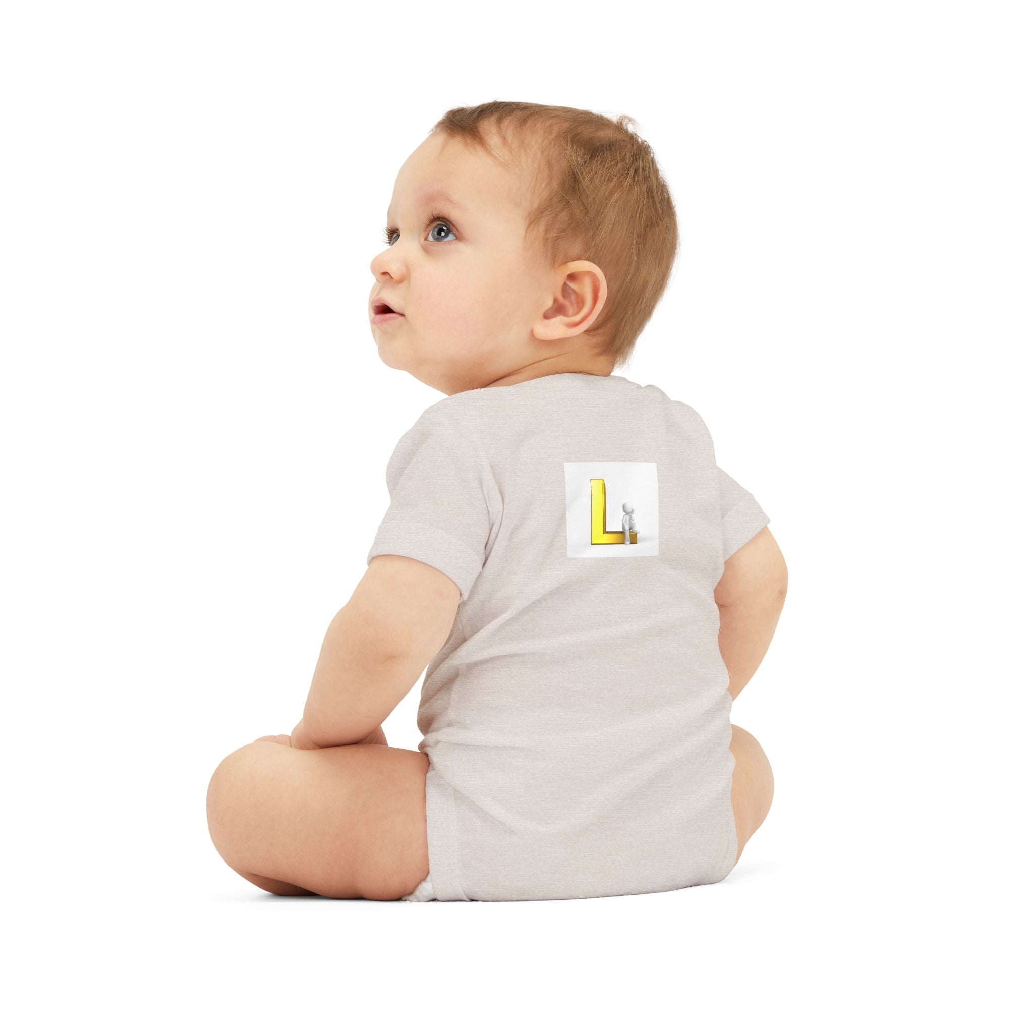 Yellow Block Letter L with Little Lamb Infant Onesie