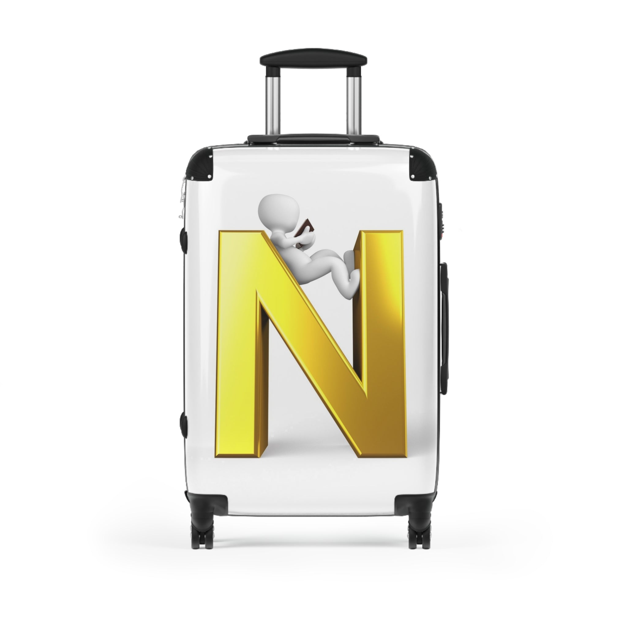 Golden Letter N Luggage Suitcase | Initial Monogram Travel Case
