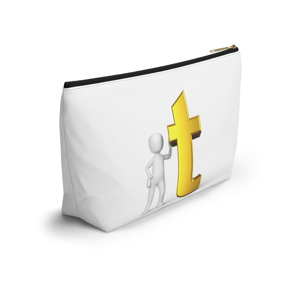 Gold Letter T Monogram Accessory Pouch | T-Bottom Makeup Bag