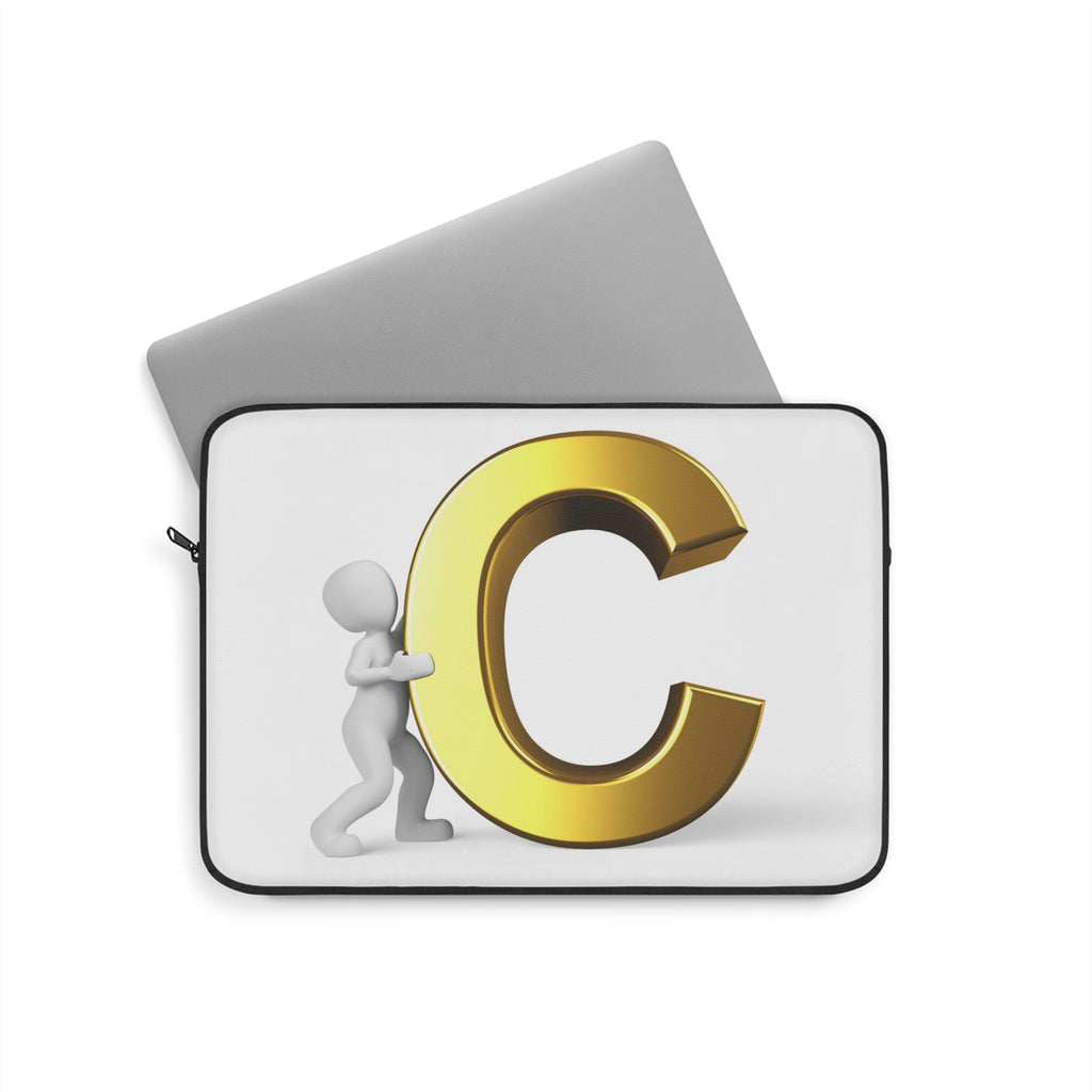 Gold Letter C initial Laptop Sleeve | Monogram Alphabet design