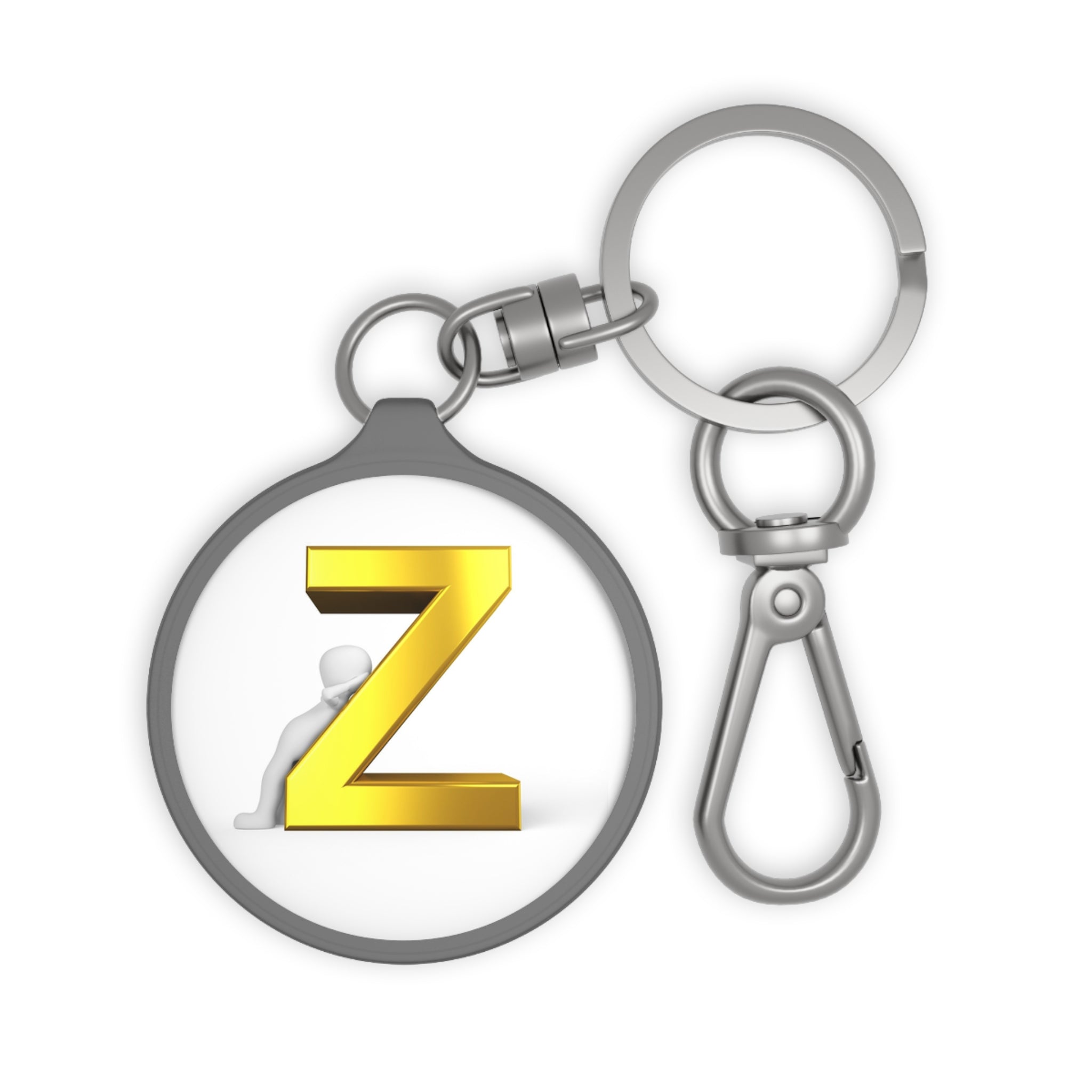 Gold Letter Z Monogram Keyring Tag | Personalized Initial Keychain