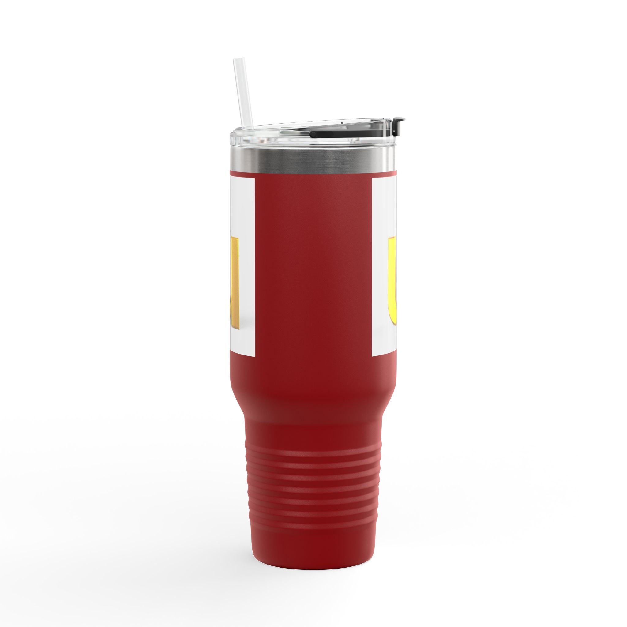 Mug de voyage isotherme avec lettre U dorée en 3D et illustration | Gobelet de 40 oz