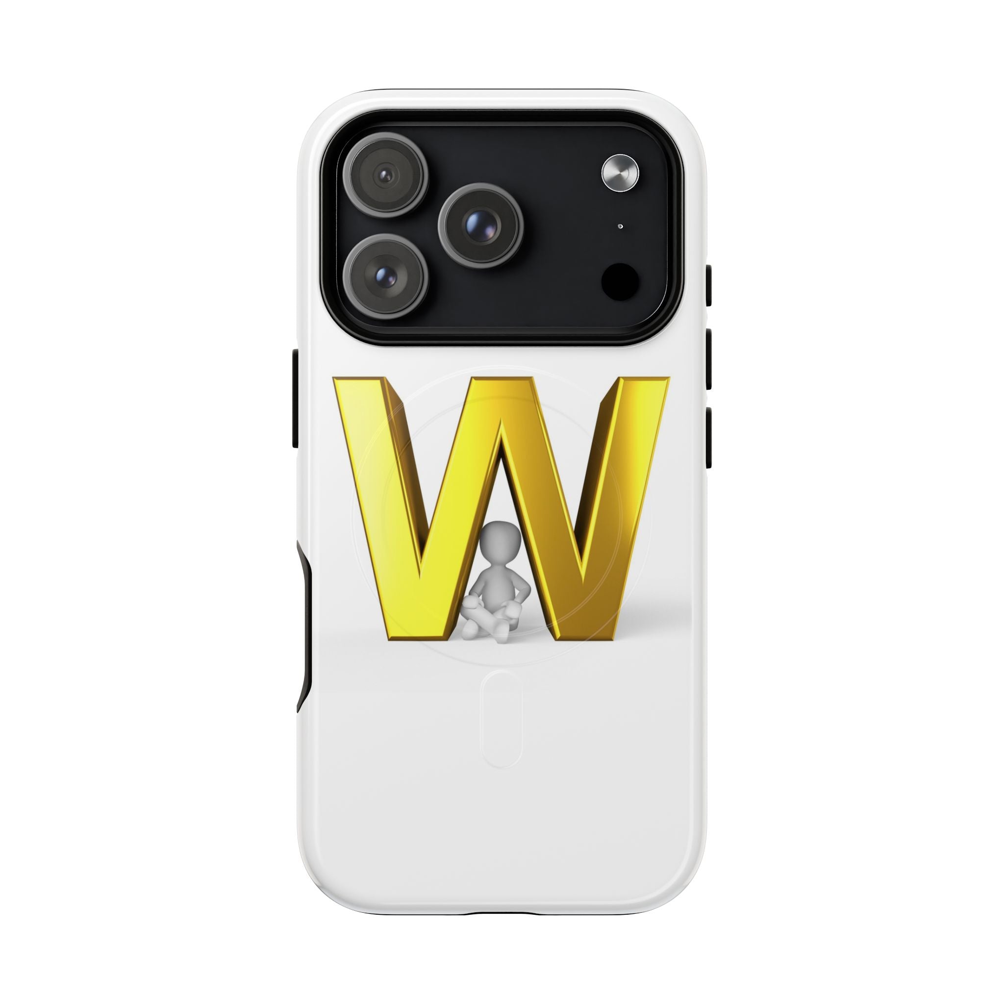 Coque de téléphone à monogramme lettre W or | Coque magnétique résistante