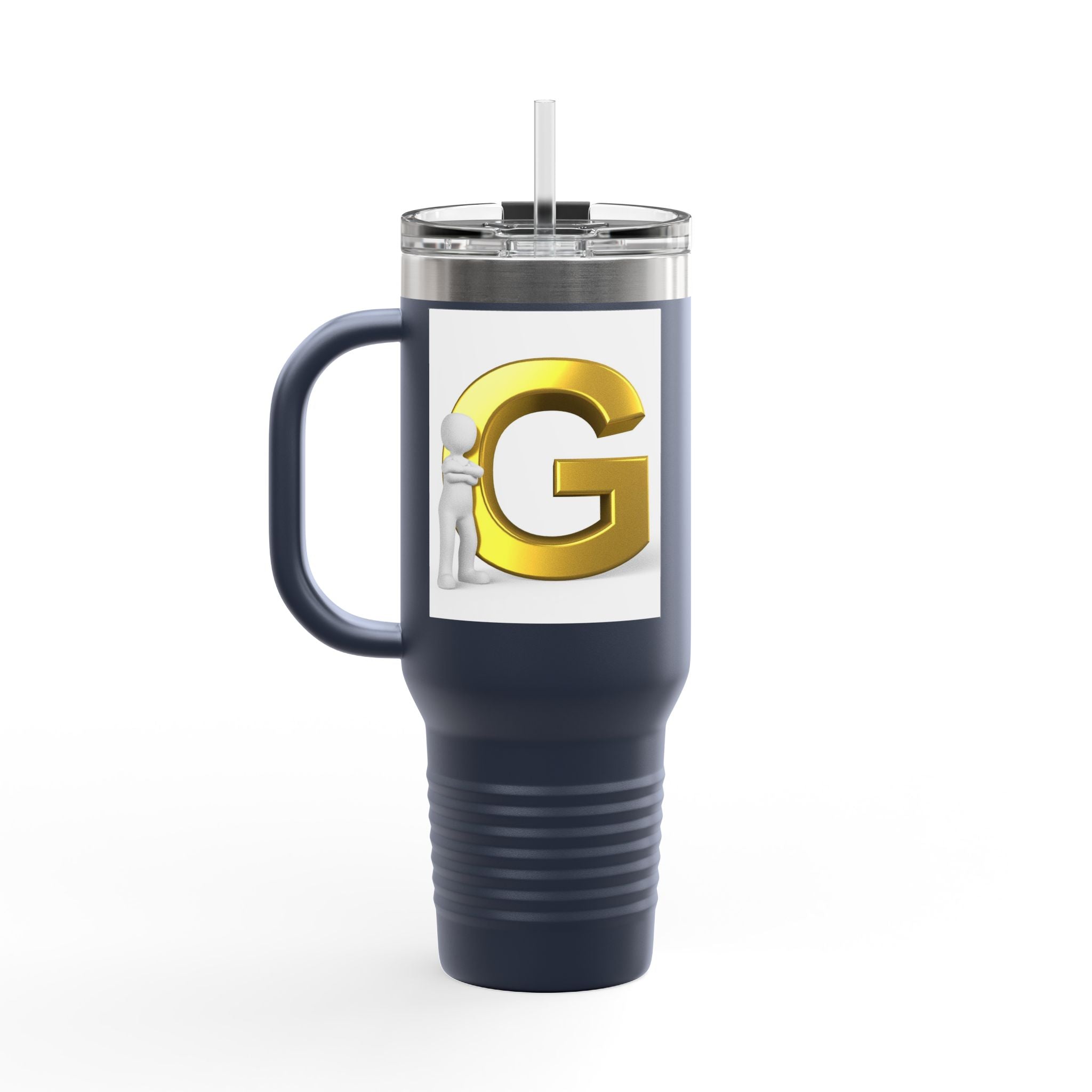 Gold 3D Letter G Initial Travel Mug 40oz | Insulated Tumbler