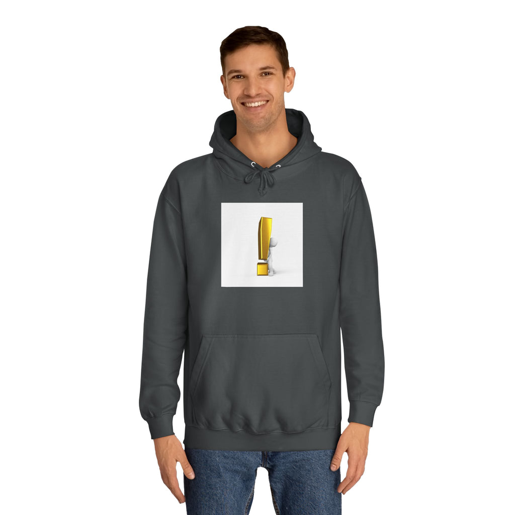 Gold Exclamation Mark Hoodie | Minimal Symbol Sweatshirt