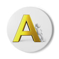 Gold Letter A with Figure Ceramic Coaster | Monogram Initial A coaster