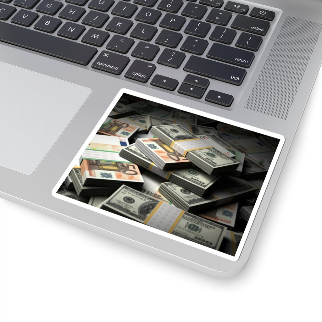 Stacks of Cash Sticker | Money Pile Kiss-Cut Sticker, Dollar Euro Banknote Design