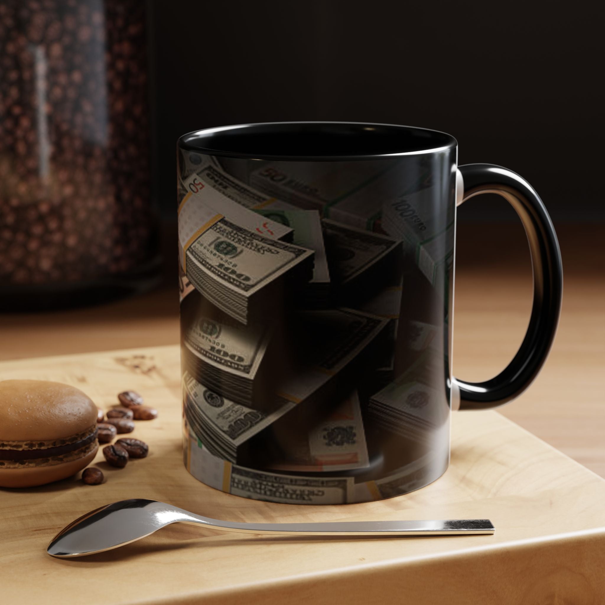 Geldstapel-Tasse | Akzent-Kaffeetasse 325 ml 444 ml, Bargeld-Muster