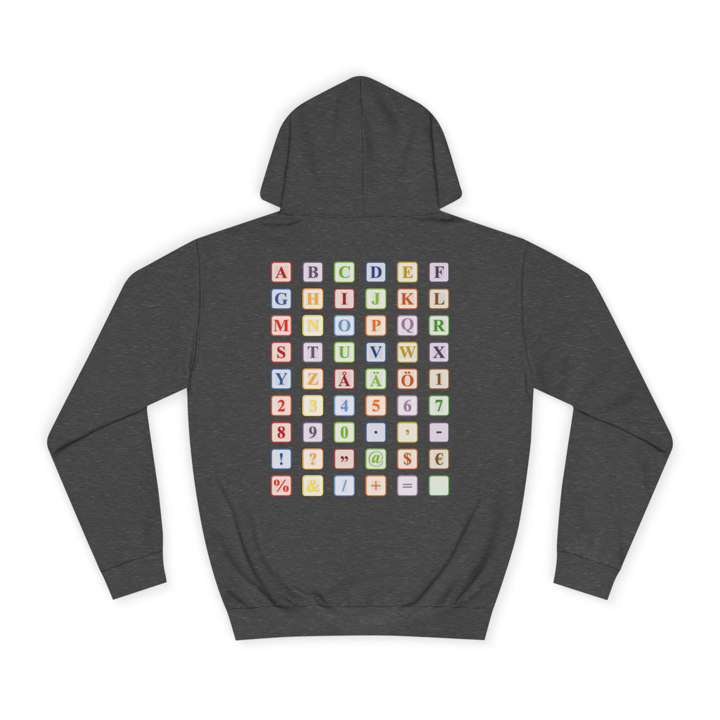 Alphabet Blocks Hoodie | Colorful Letter Grid, Back & Front Print