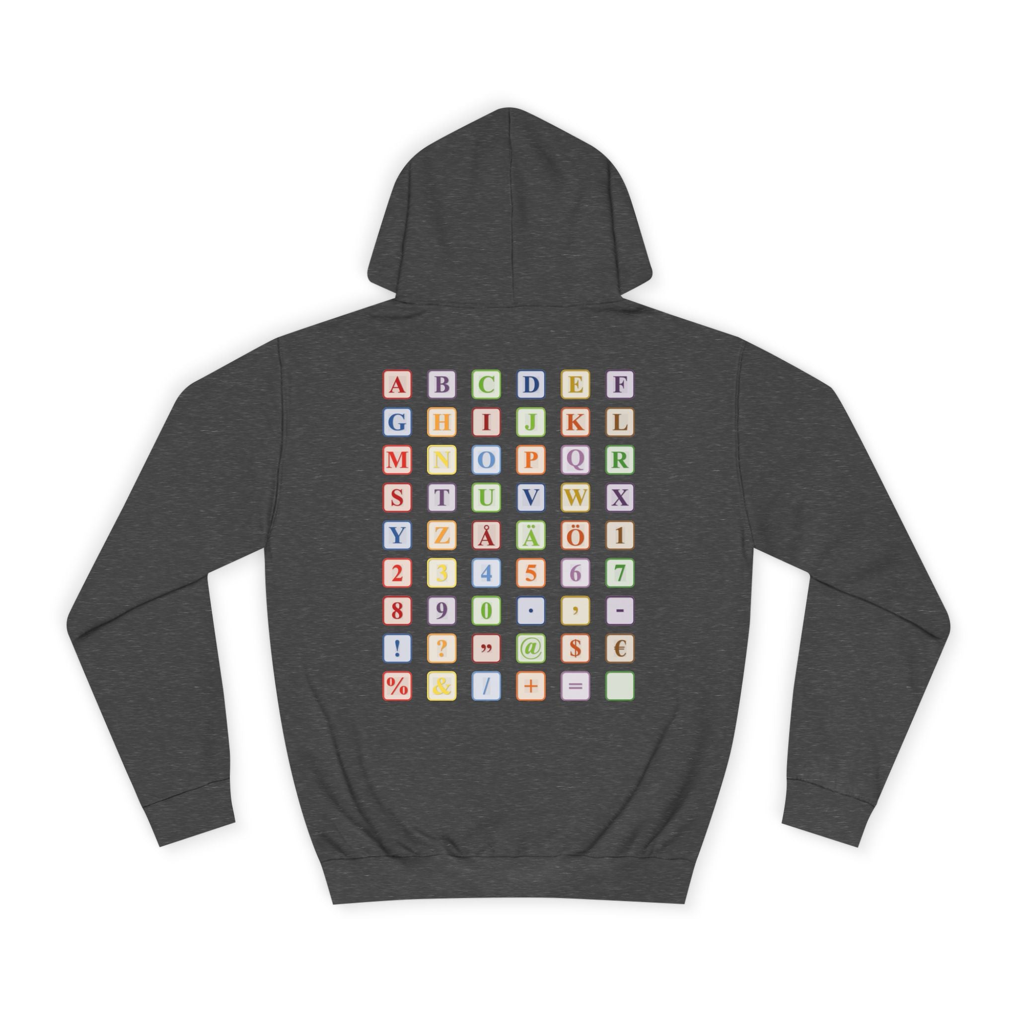 Alphabet Blocks Hoodie | Colorful Letter Grid, Back & Front Print