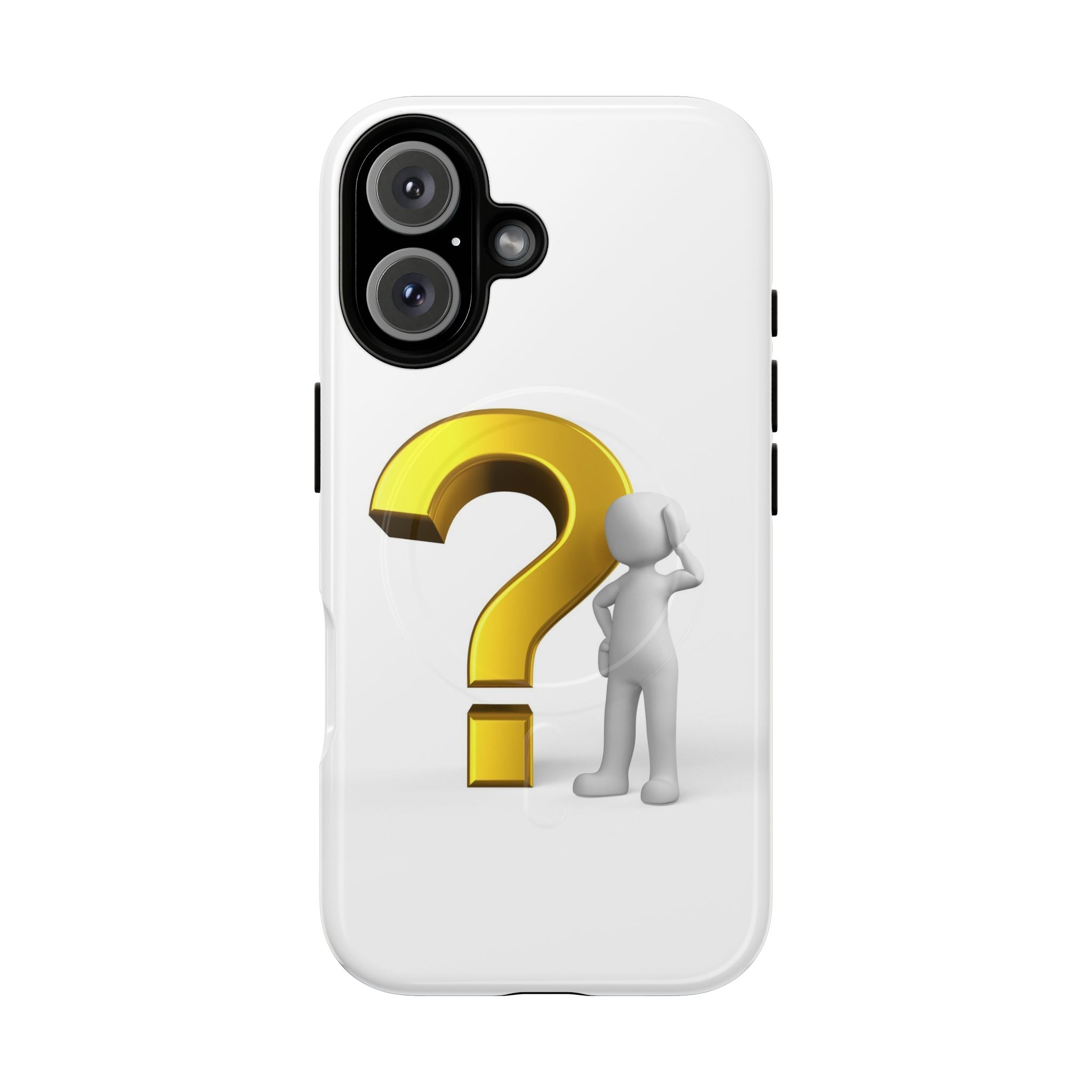 Coque de téléphone 3D point d'interrogation | Coque magnétique robuste