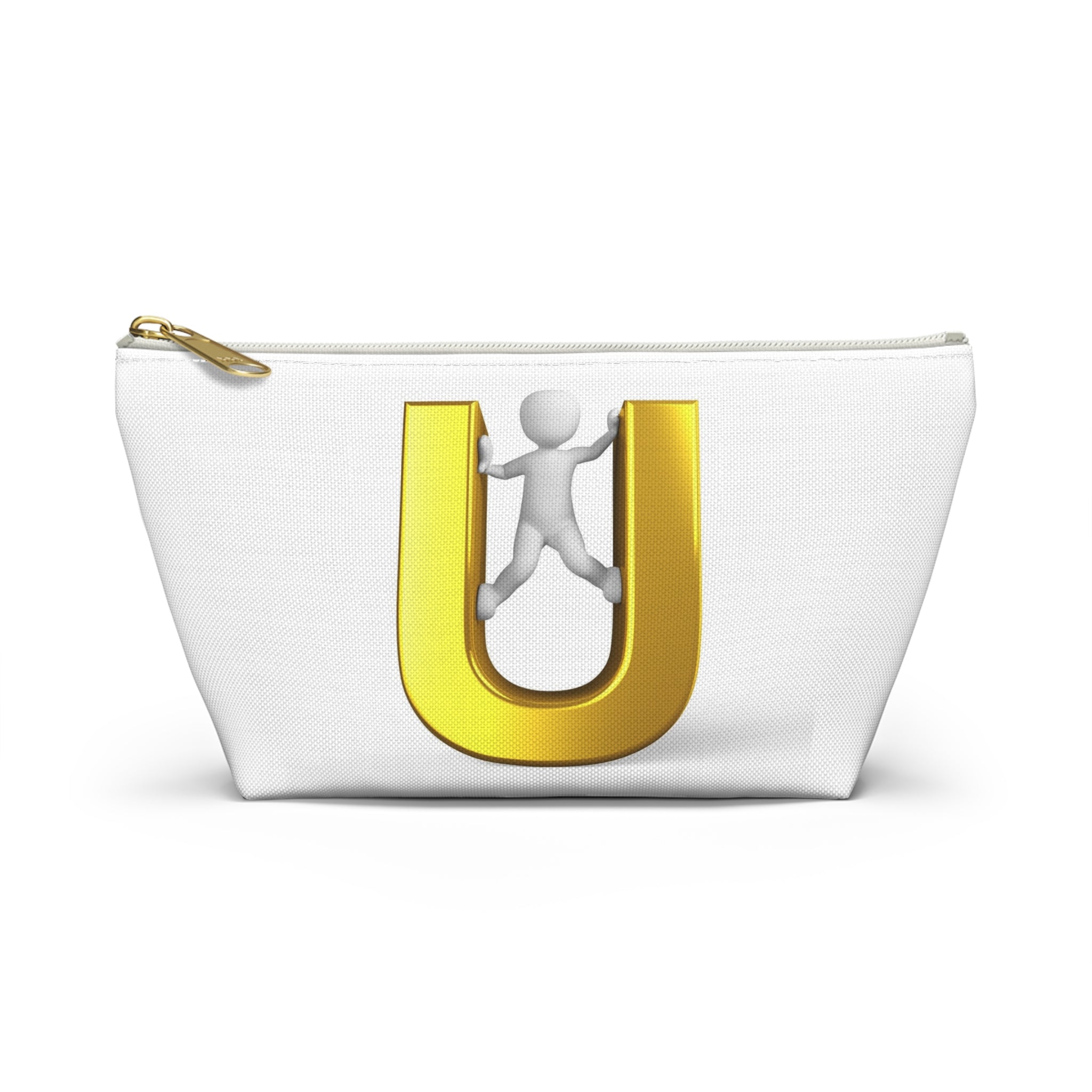 Gold Letter U with Climber Accessory Pouch | T-Bottom Zip Pouch