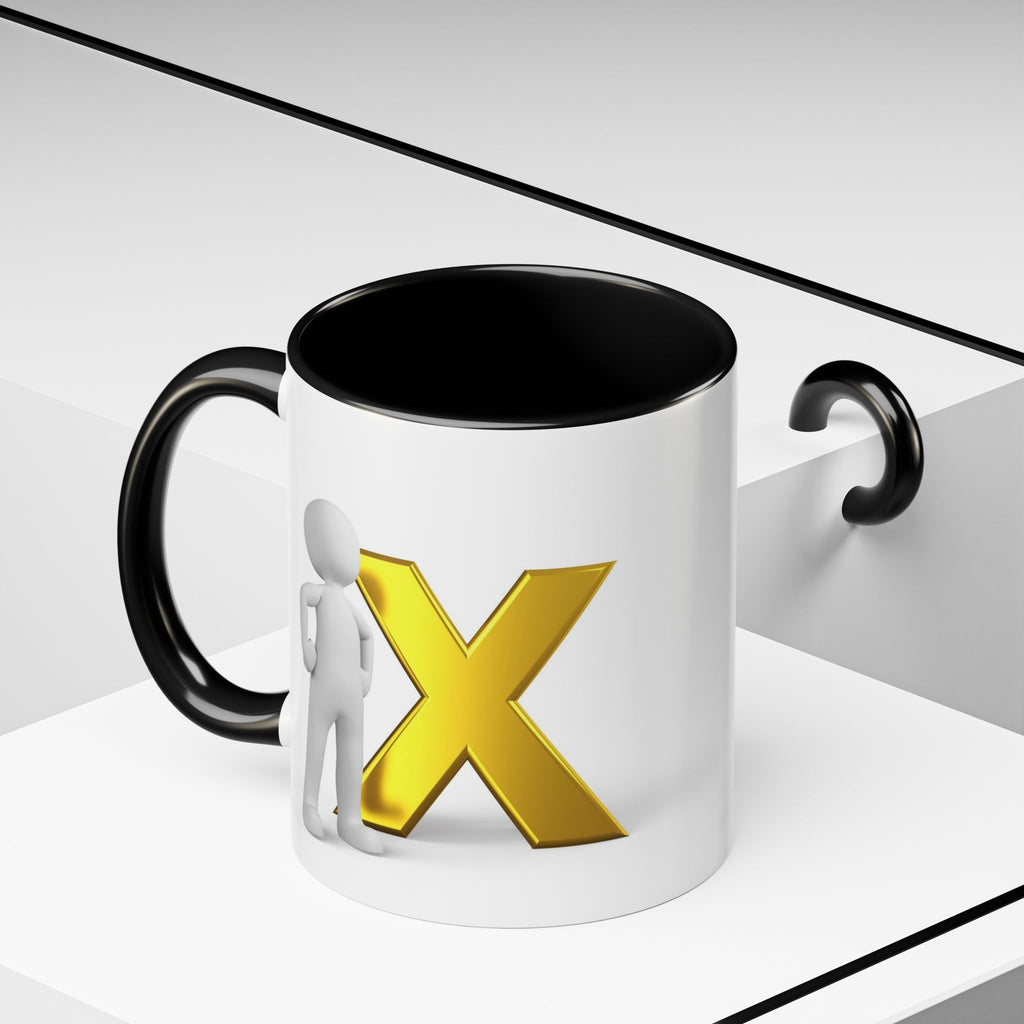 3D Gold X with Figure Mug | Accent Coffee Mug
