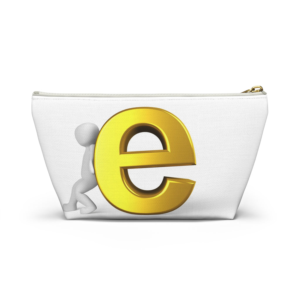 Gold Letter E Graphic Accessory Pouch | T-Bottom Zipper Pouch